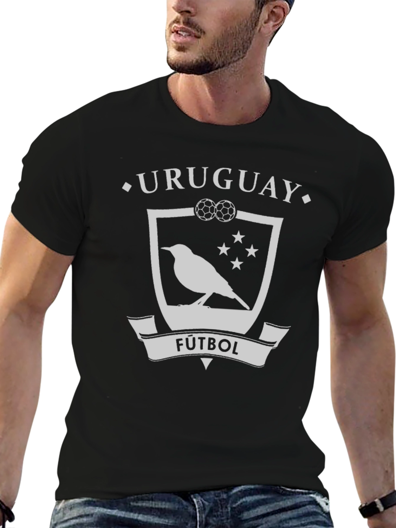 Uruguay Futbol Bird Crest Black T-Shirt