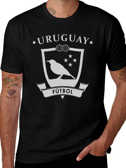 Uruguay Futbol Bird Crest Black T-Shirt
