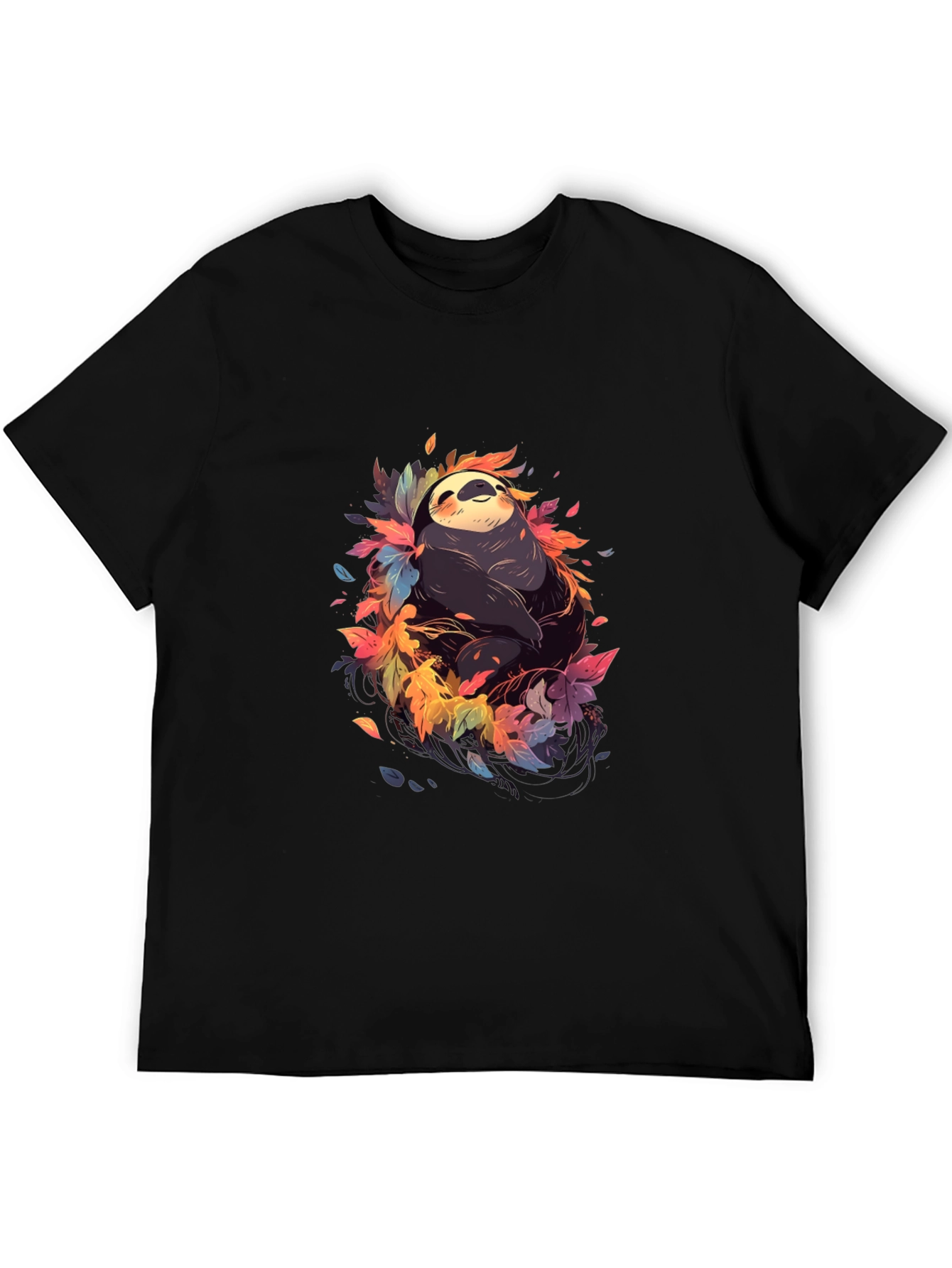 Sloth in Leaves Graphic Tee - Casual Comfort