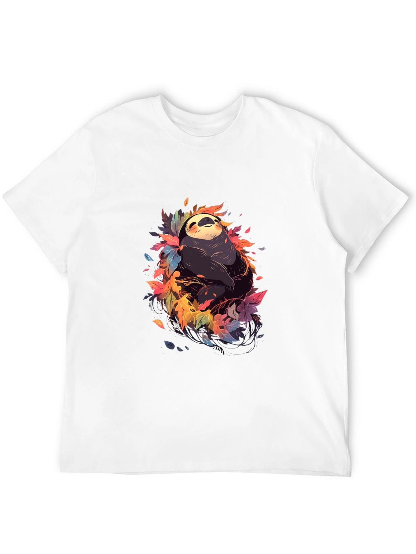 Sloth in Leaves Graphic Tee - Casual Comfort