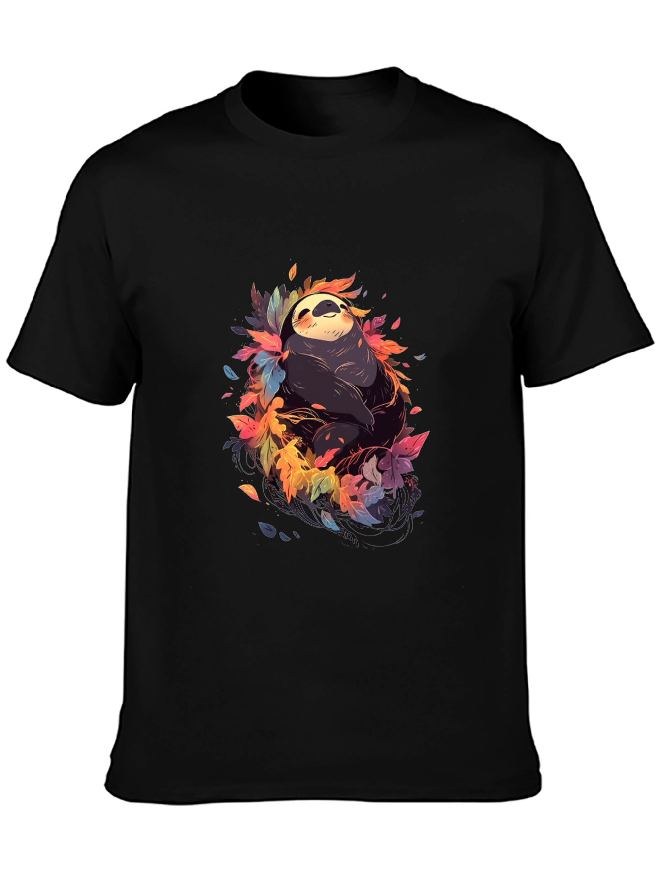 Sloth in Leaves Graphic Tee - Casual Comfort