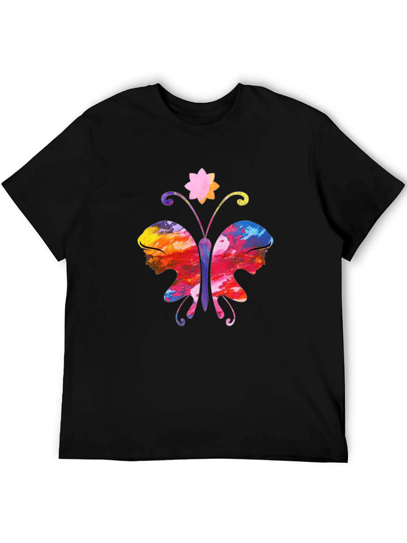 Butterfly Faces Graphic T-Shirt - Black