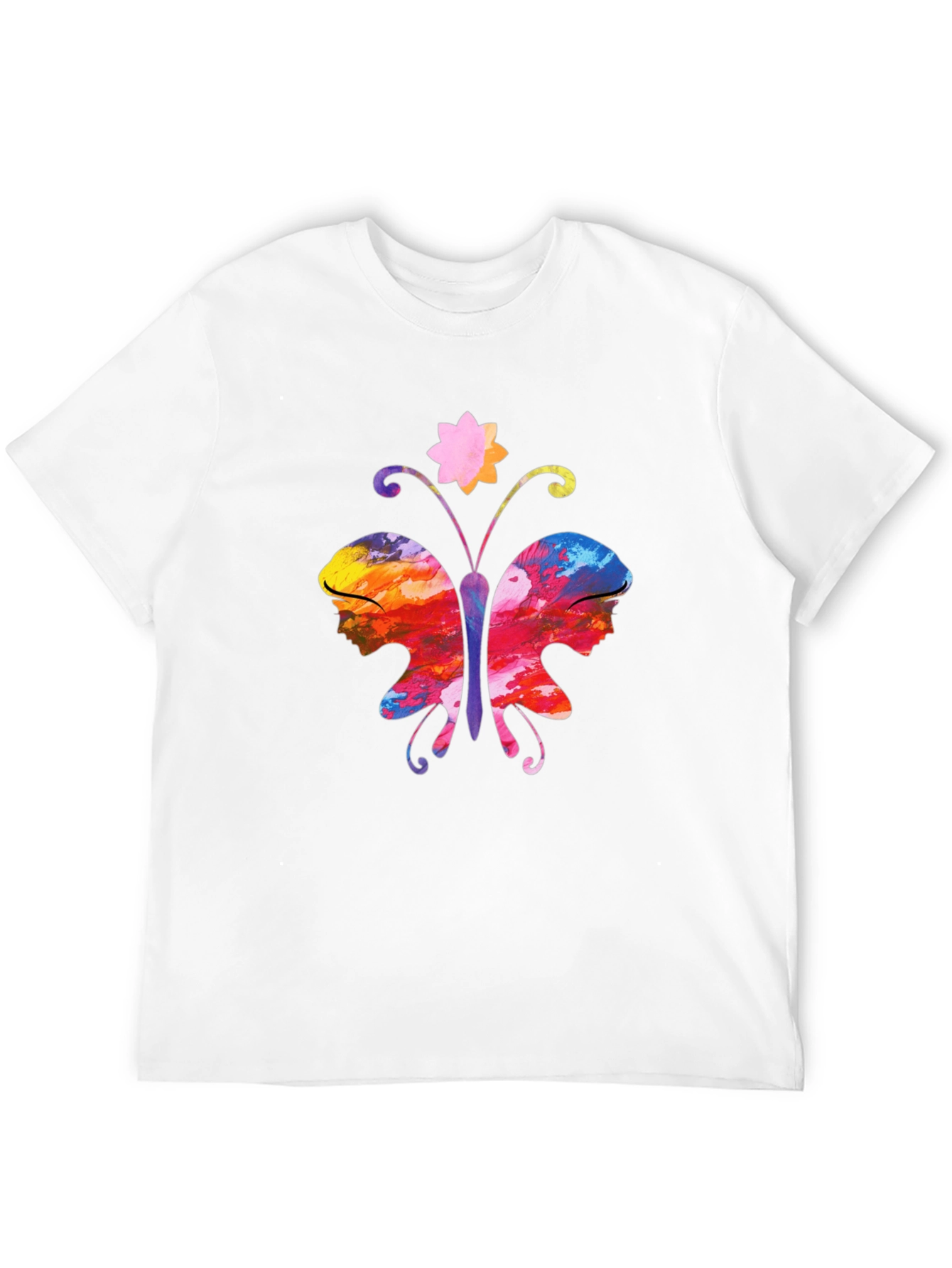 Butterfly Faces Graphic T-Shirt - Black