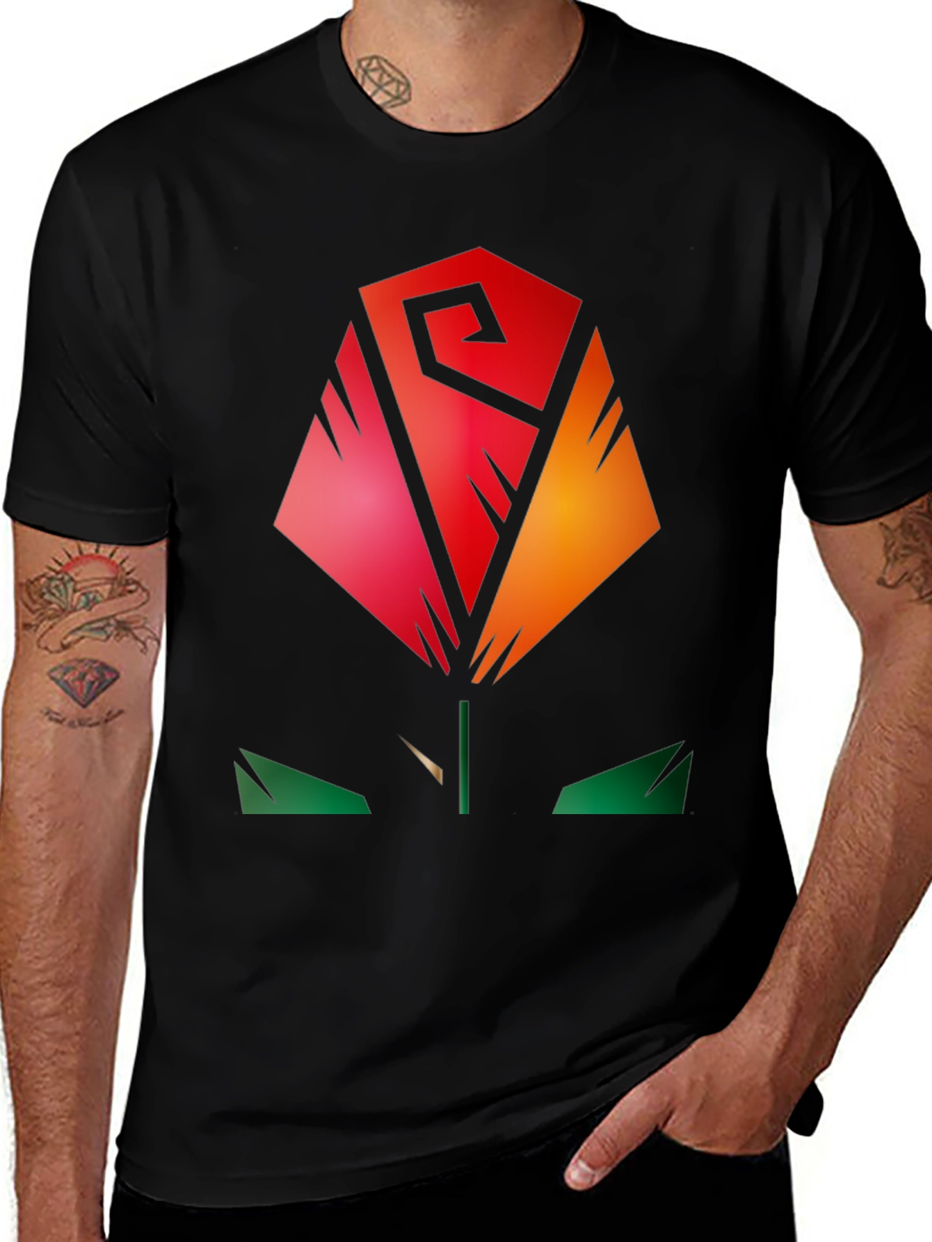 Abstract Rose Graphic Tee - Modern Stylish Shirt