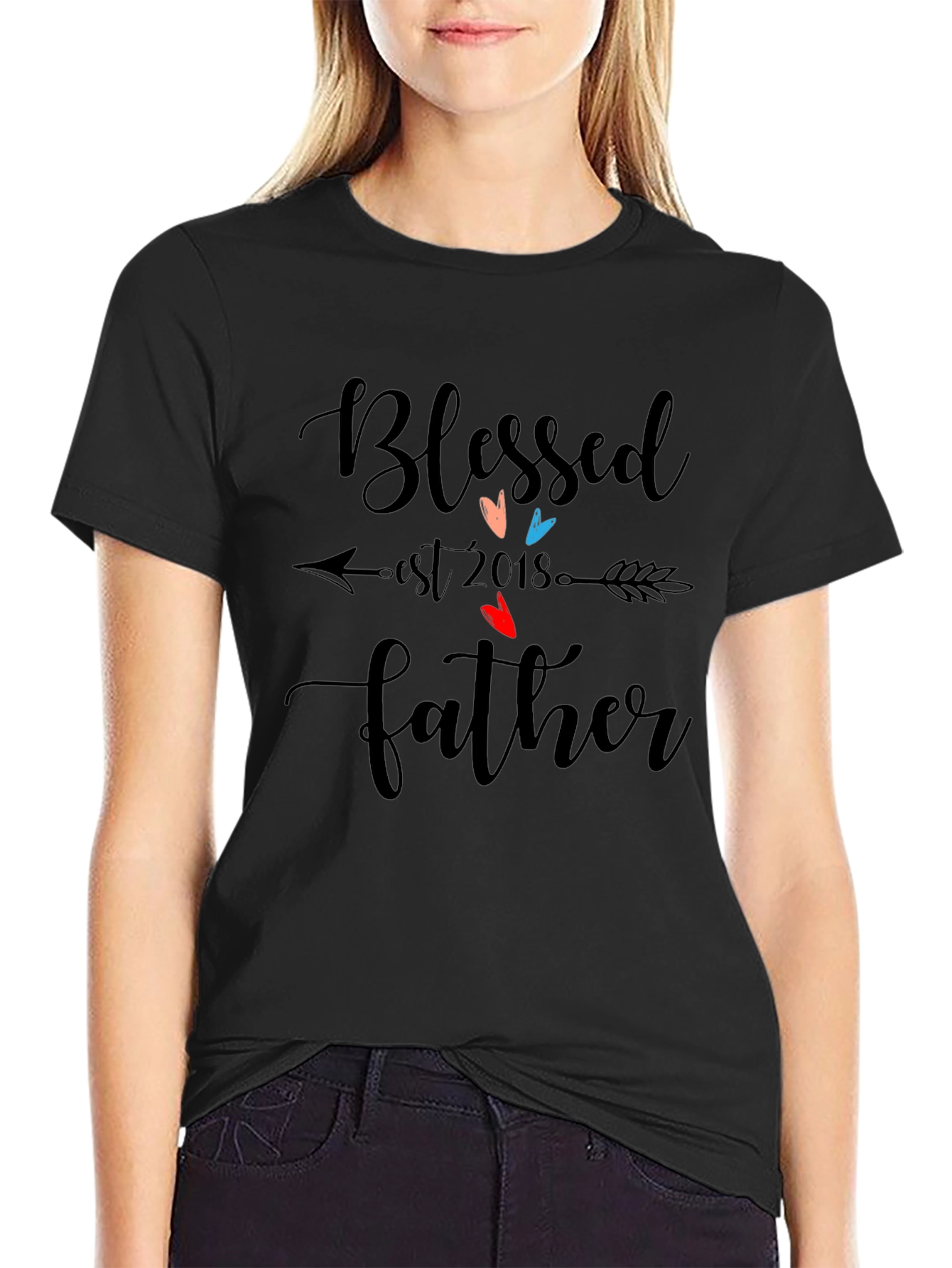 Blessed Father Est 2018 Black T-Shirt
