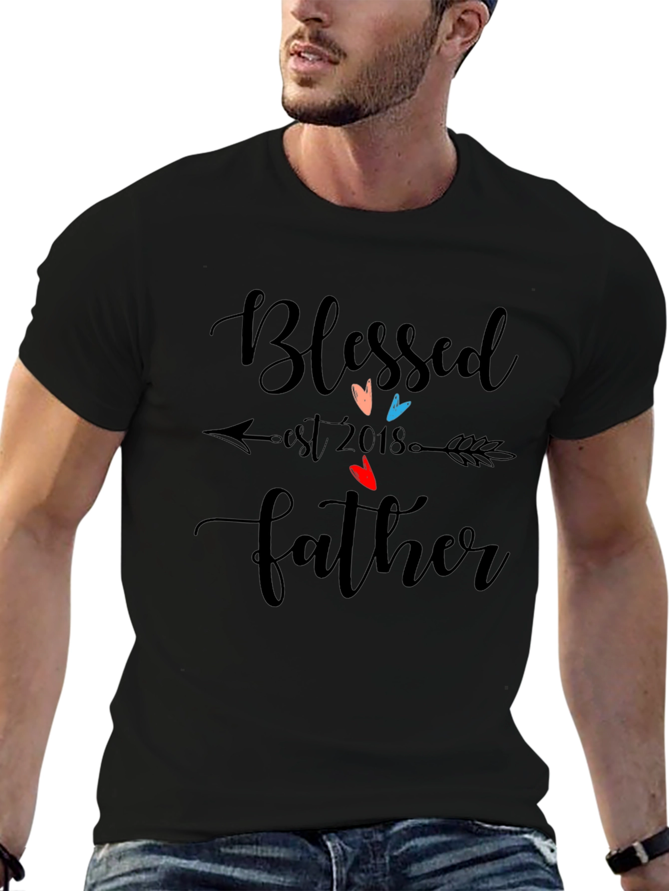 Blessed Father Est 2018 Black T-Shirt