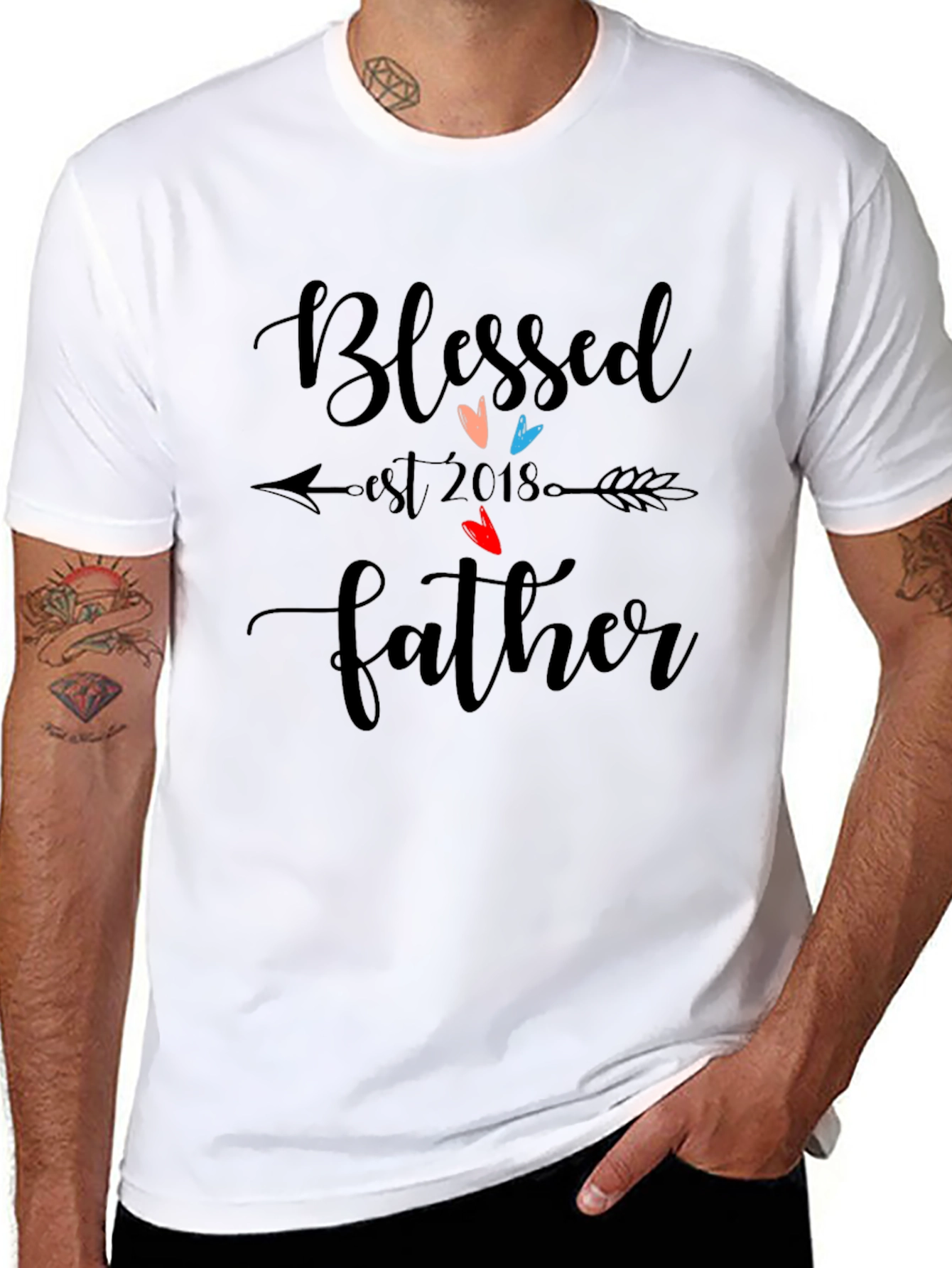 Blessed Father Est 2018 Black T-Shirt