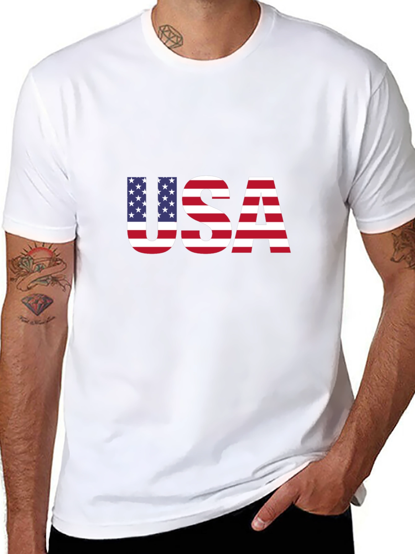 USA Flag Graphic Black T-Shirt