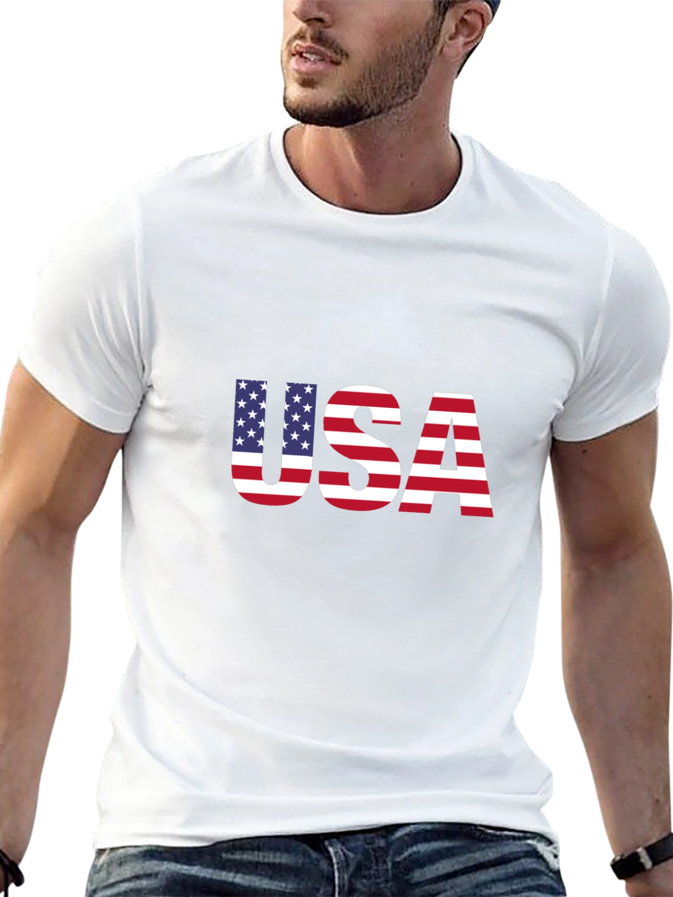 USA Flag Graphic Black T-Shirt