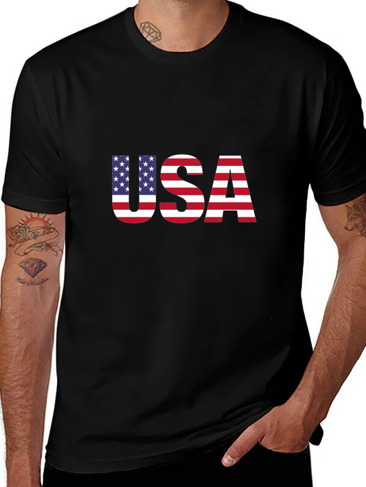 USA Flag Graphic Black T-Shirt
