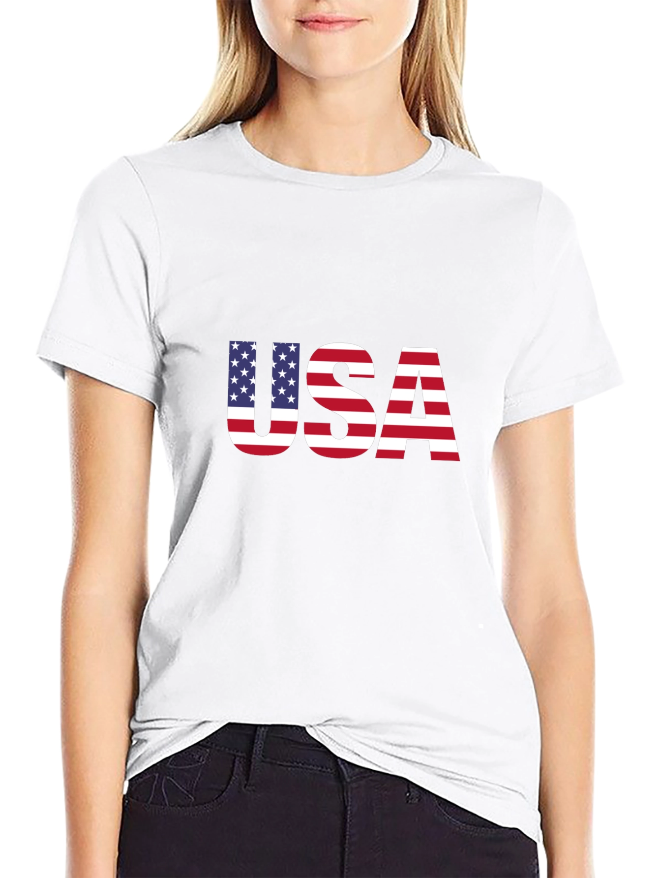 USA Flag Graphic Black T-Shirt