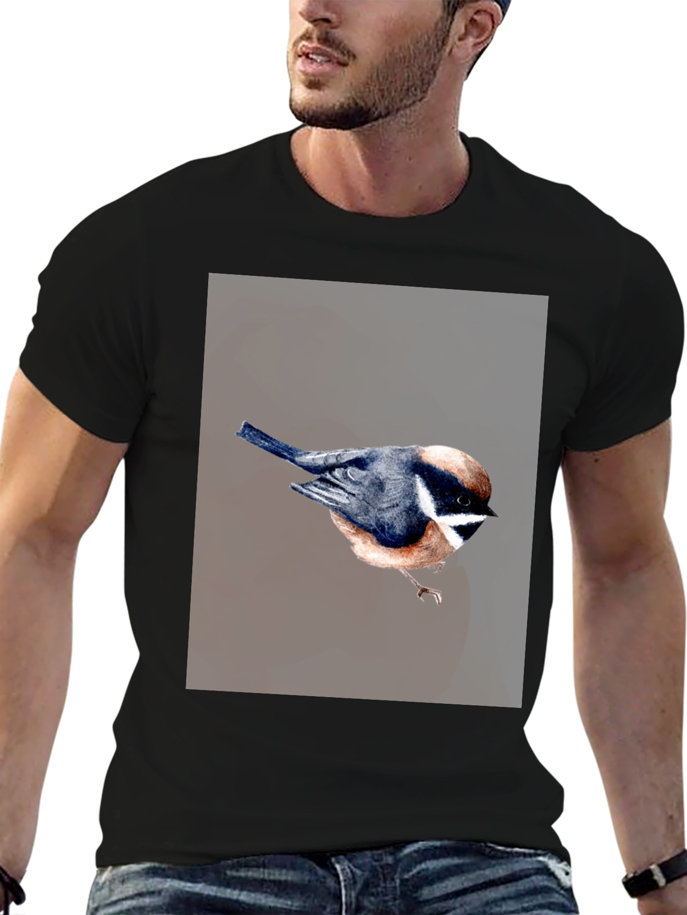 Bird Graphic T-Shirt - Black