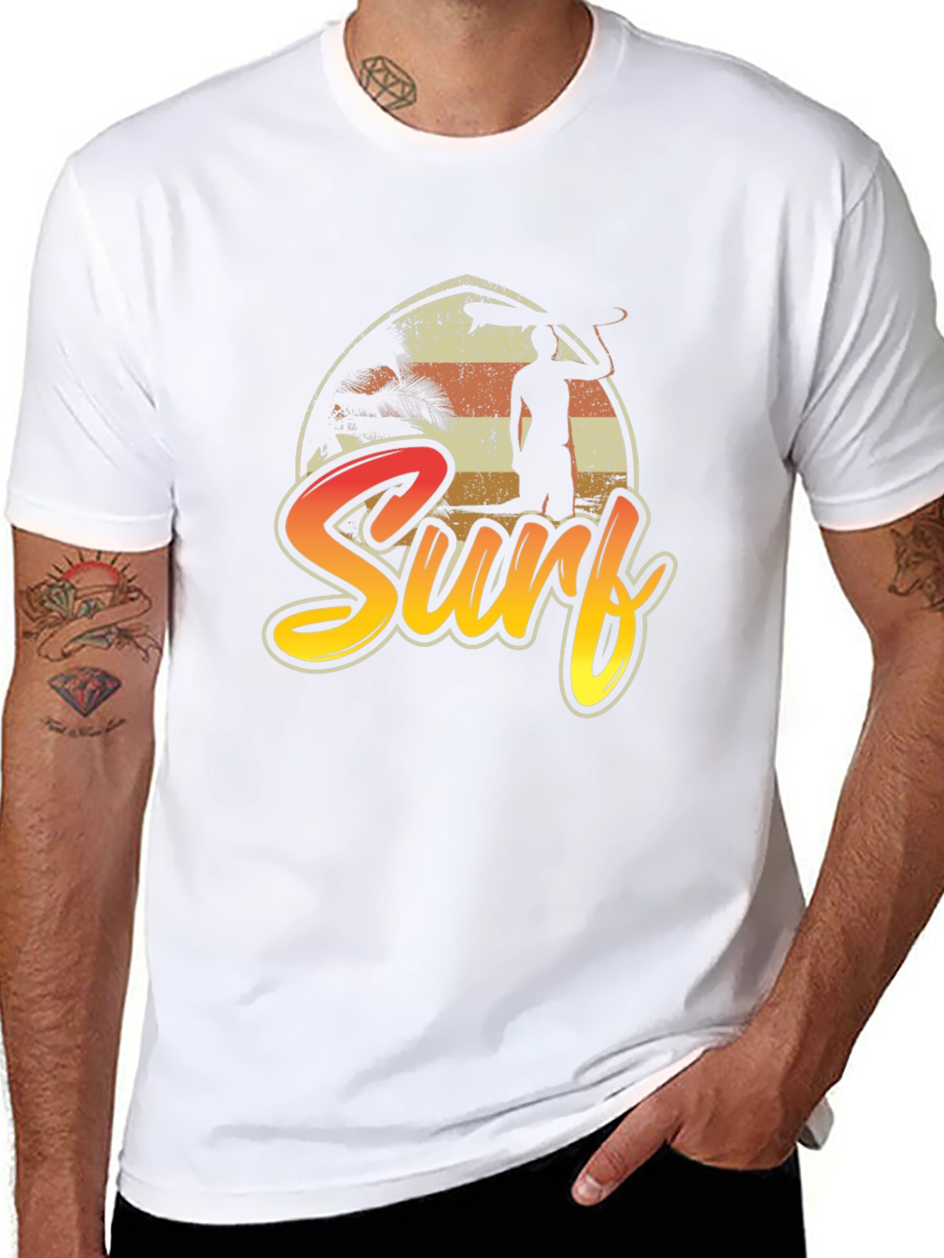 Surf T-Shirt: Retro Beach Sunset Tee for Men