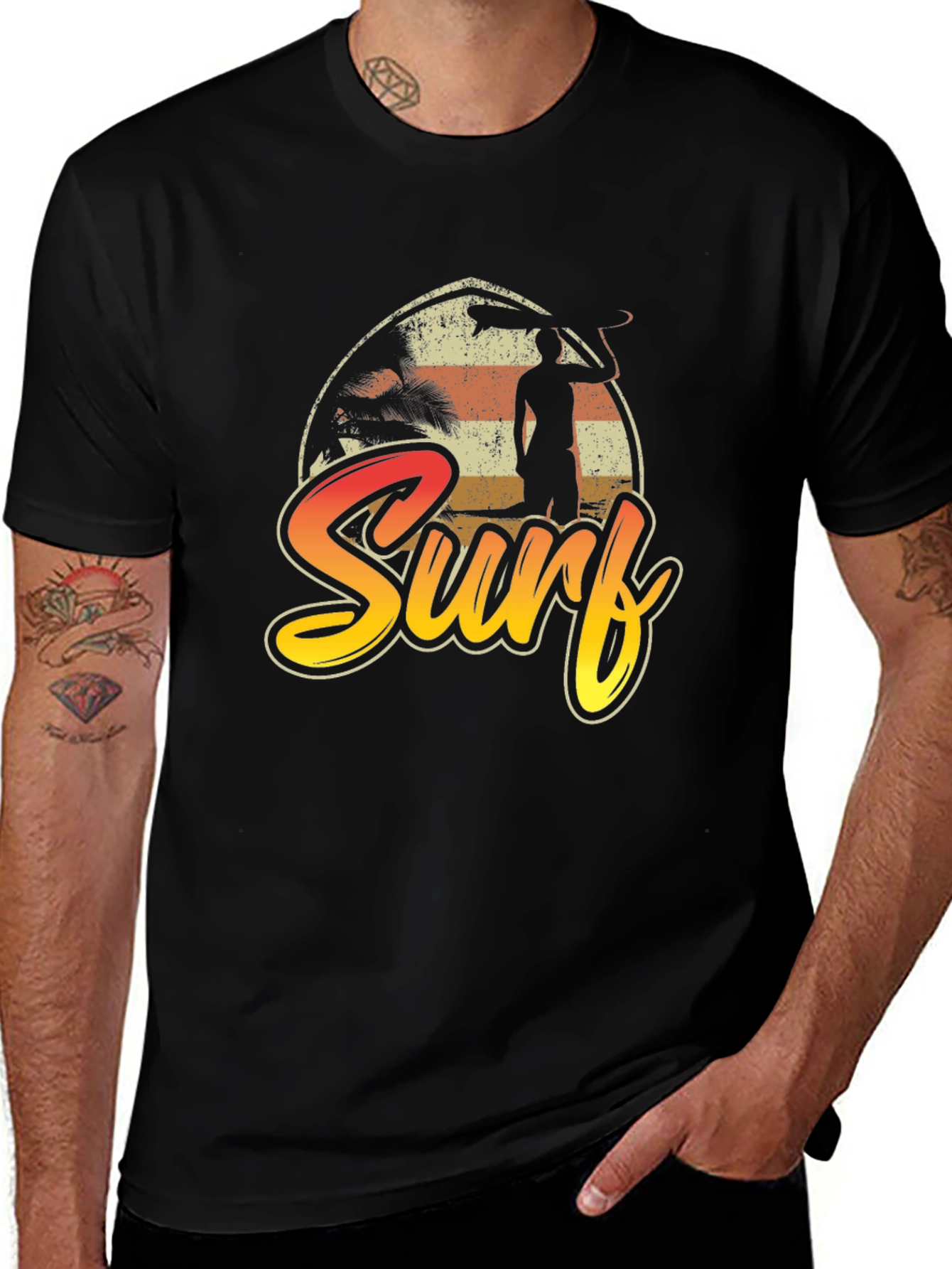Surf T-Shirt: Retro Beach Sunset Tee for Men