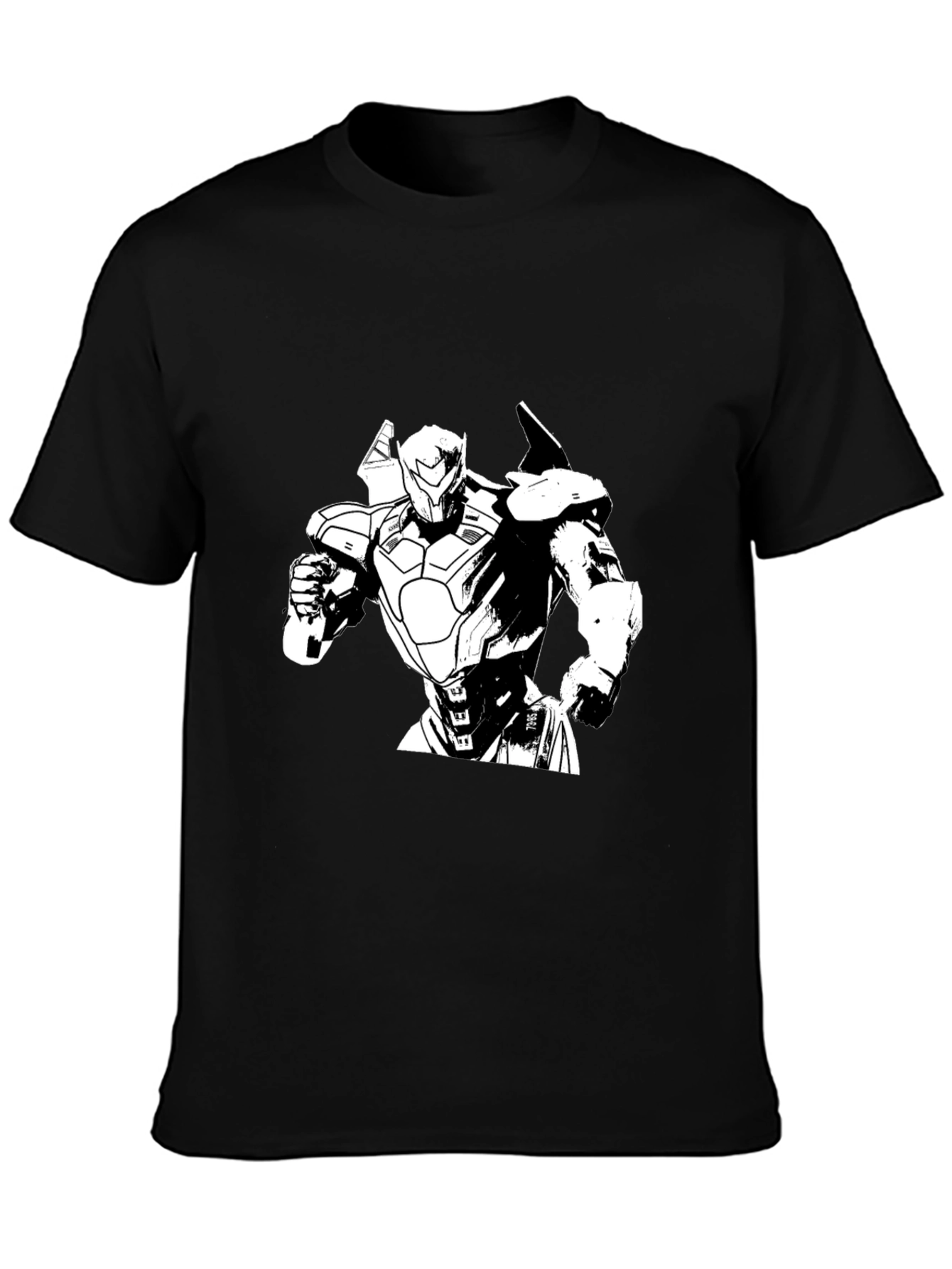 Robot Graphic Print Black T-Shirt