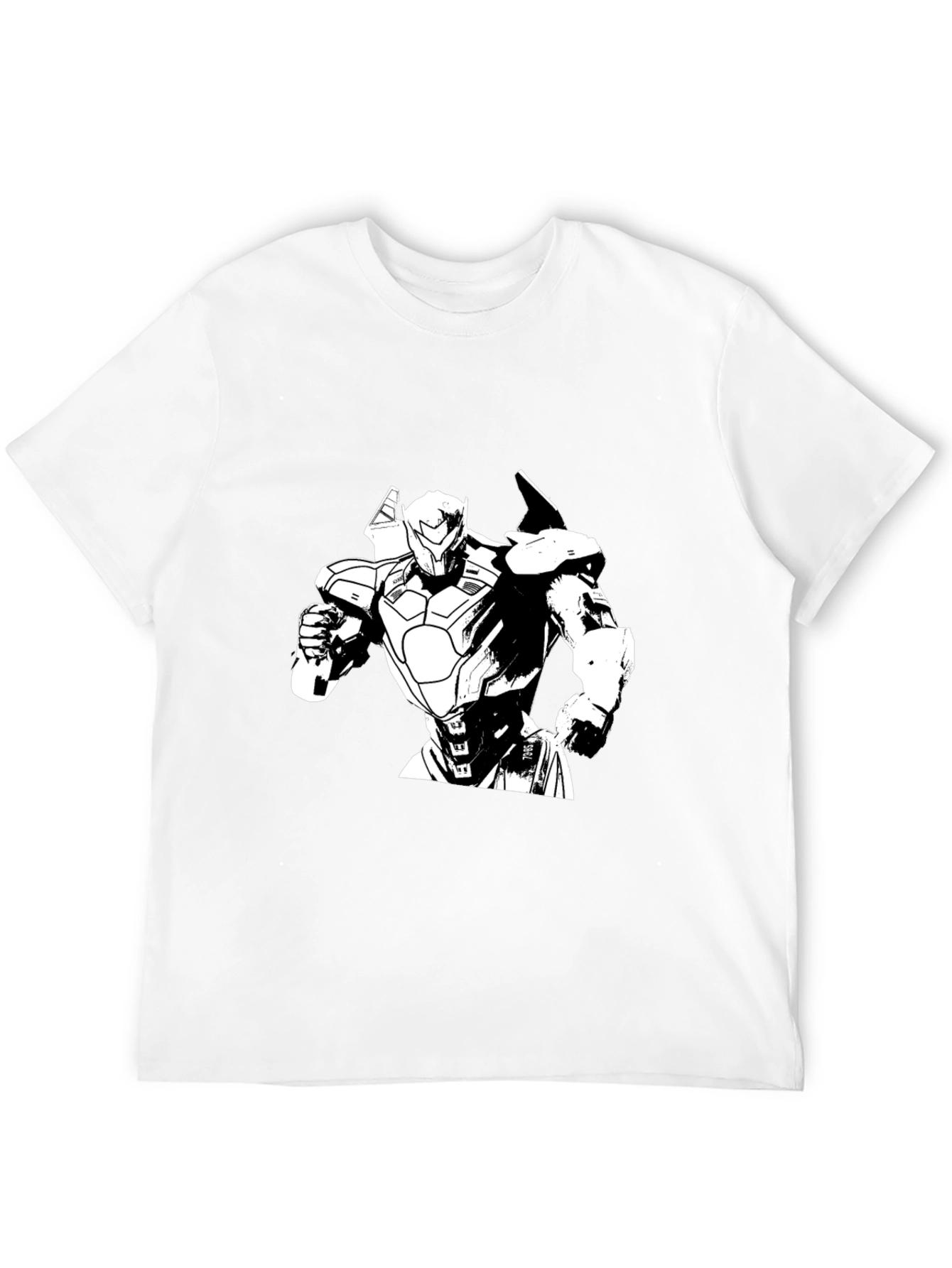 Robot Graphic Print Black T-Shirt