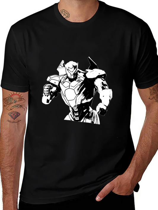 Robot Graphic Print Black T-Shirt
