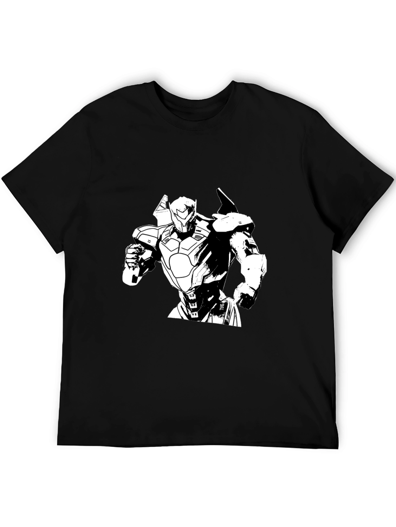 Robot Graphic Print Black T-Shirt