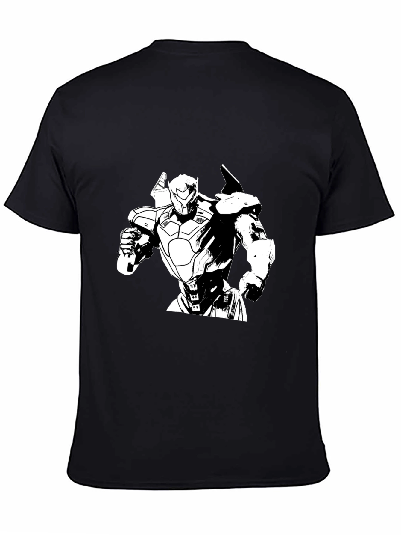 Robot Graphic Print Black T-Shirt