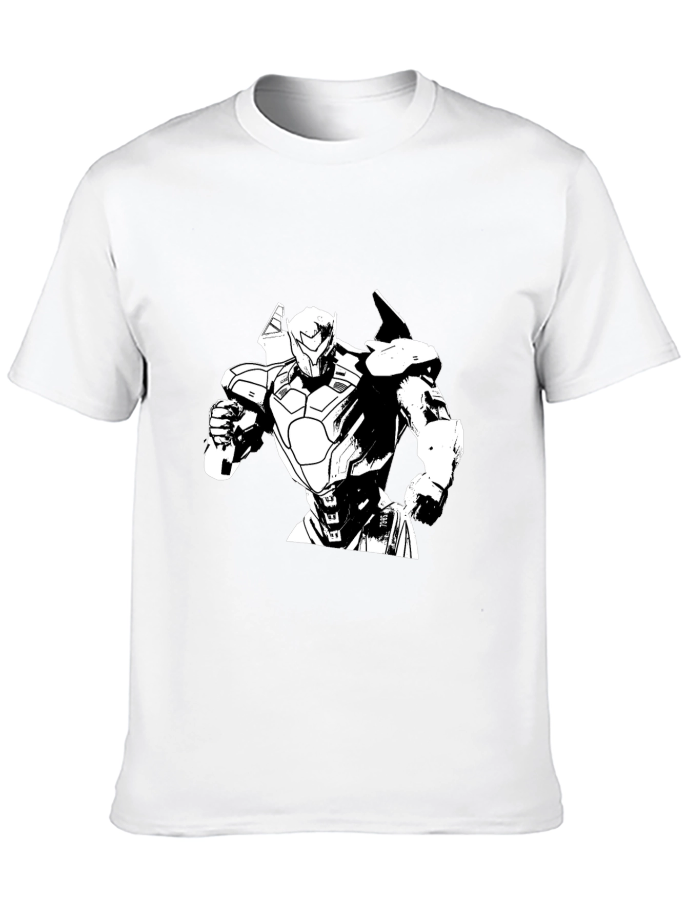 Robot Graphic Print Black T-Shirt
