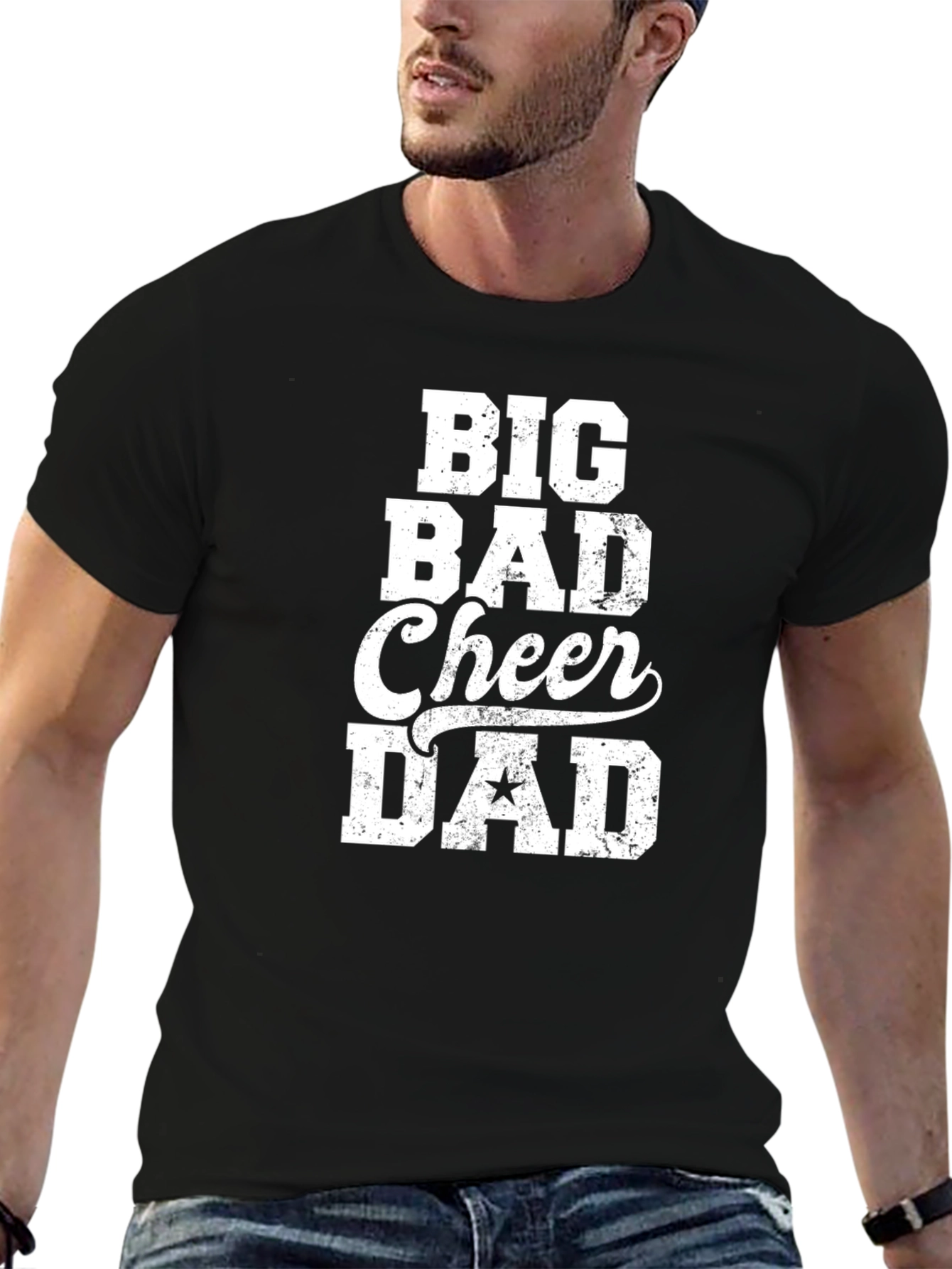 Big Bad Cheer Dad Graphic Tee - Black