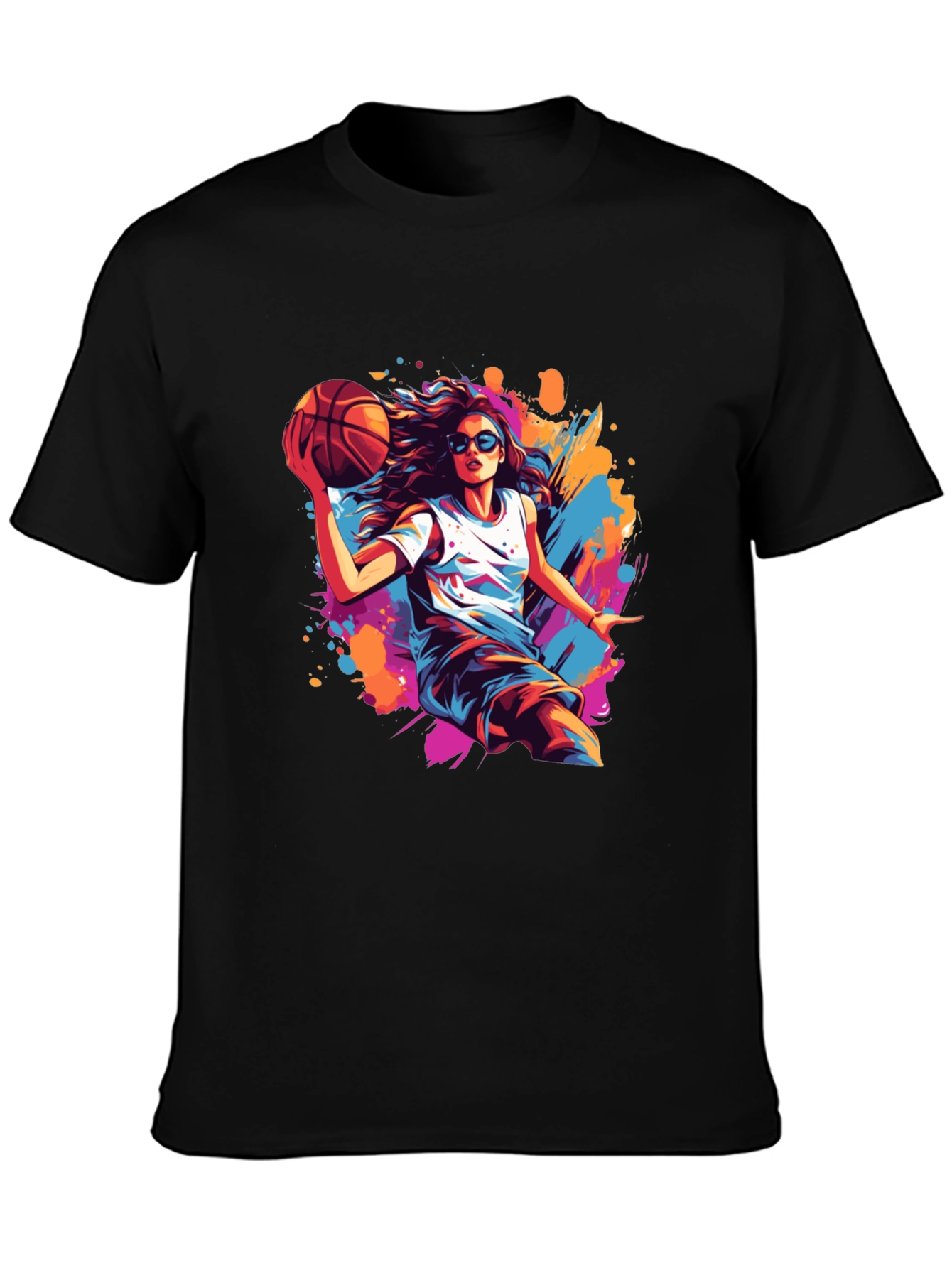 Basketball Girl Black T-Shirt - Stylish Graphic Tee