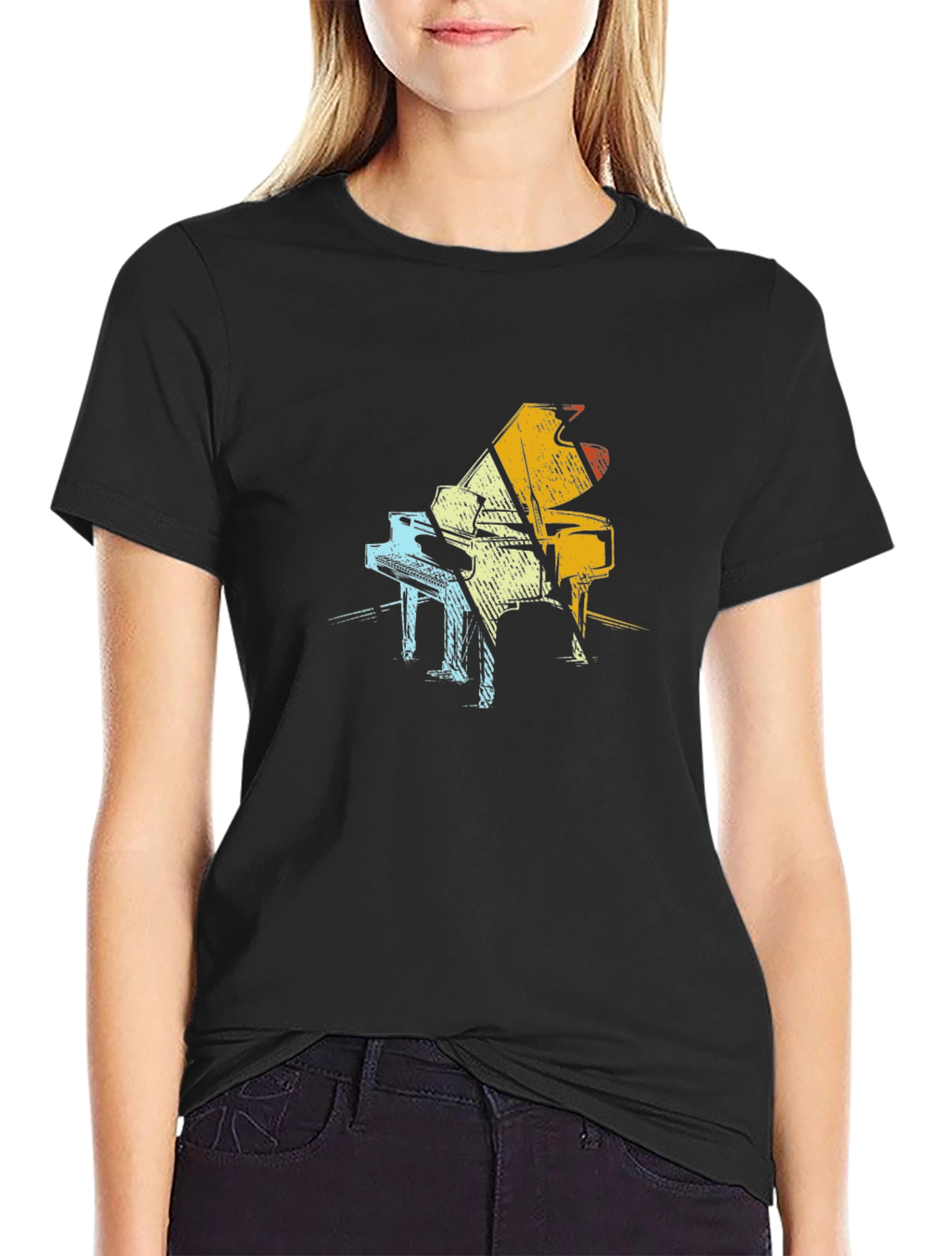 Retro Piano Graphic T-Shirt - Unisex