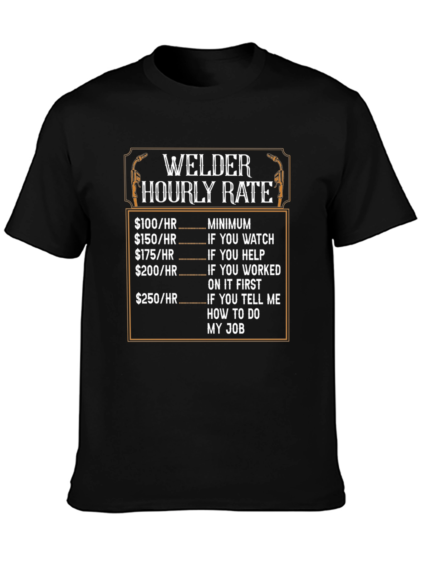 Welder Hourly Rate Black Graphic T-Shirt