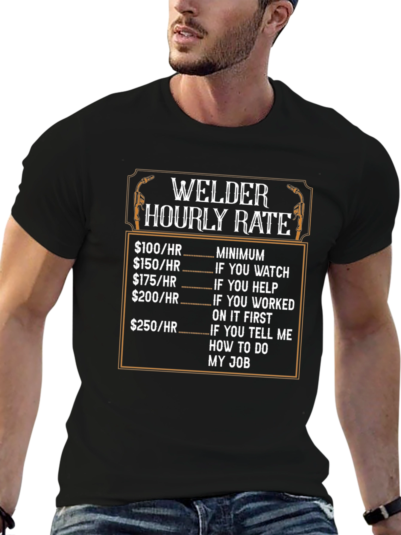 Welder Hourly Rate Black Graphic T-Shirt