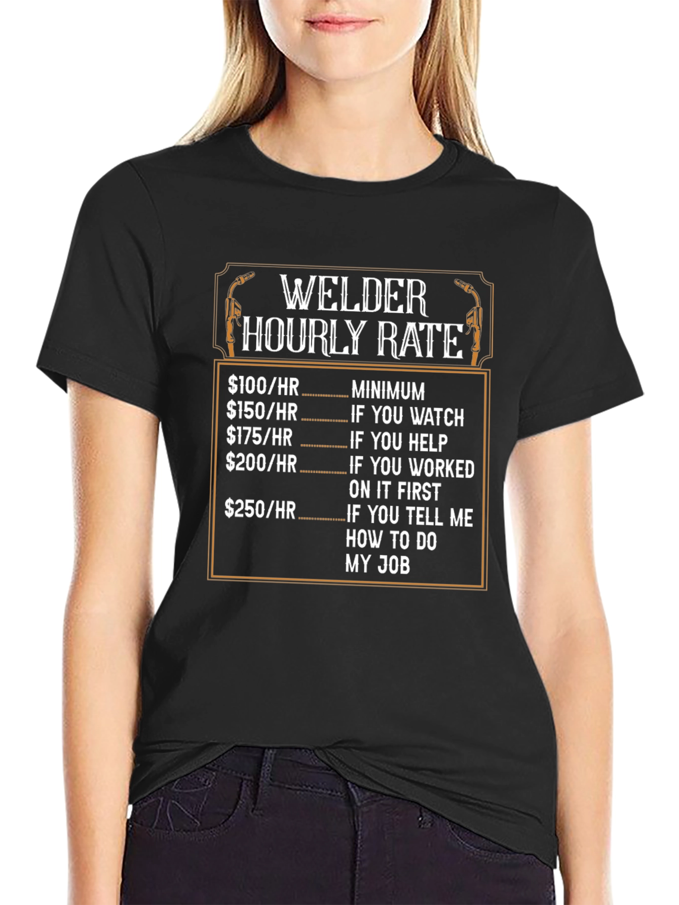 Welder Hourly Rate Black Graphic T-Shirt