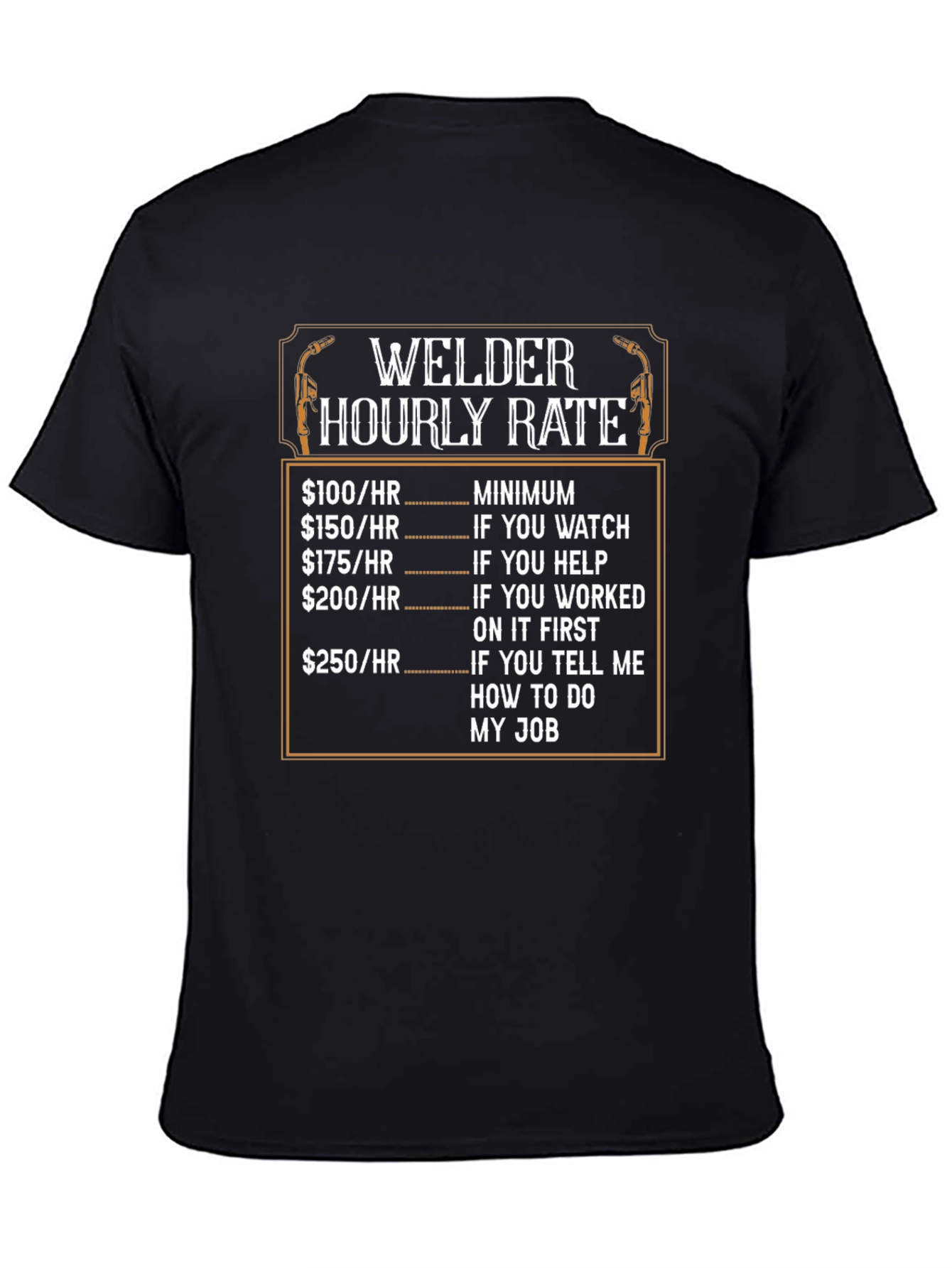 Welder Hourly Rate Black Graphic T-Shirt