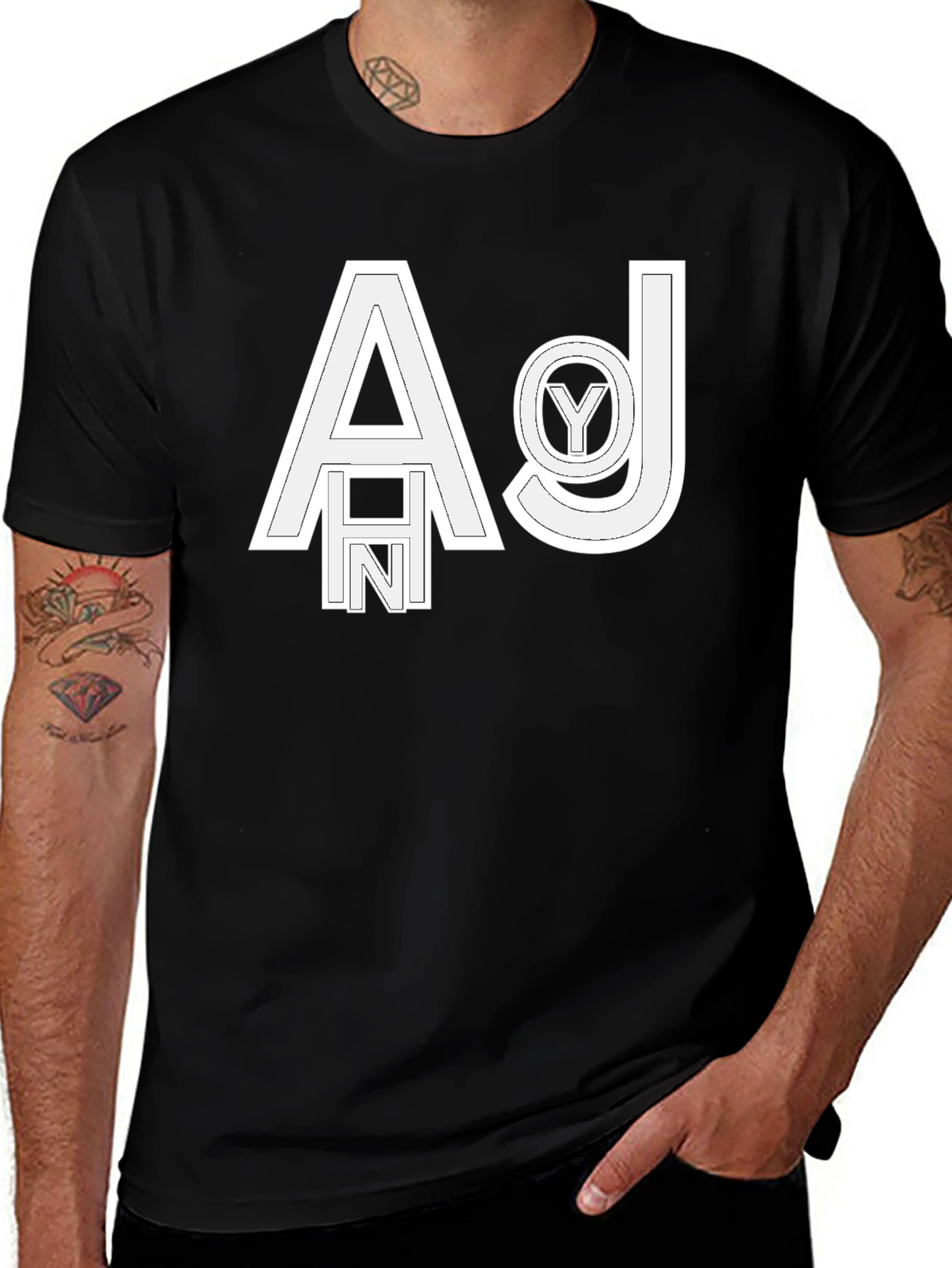 Abstract Letter Graphic Black T-Shirt