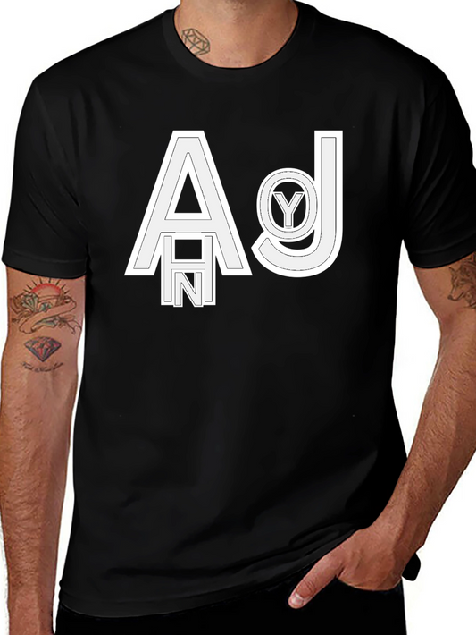 Abstract Letter Graphic Black T-Shirt