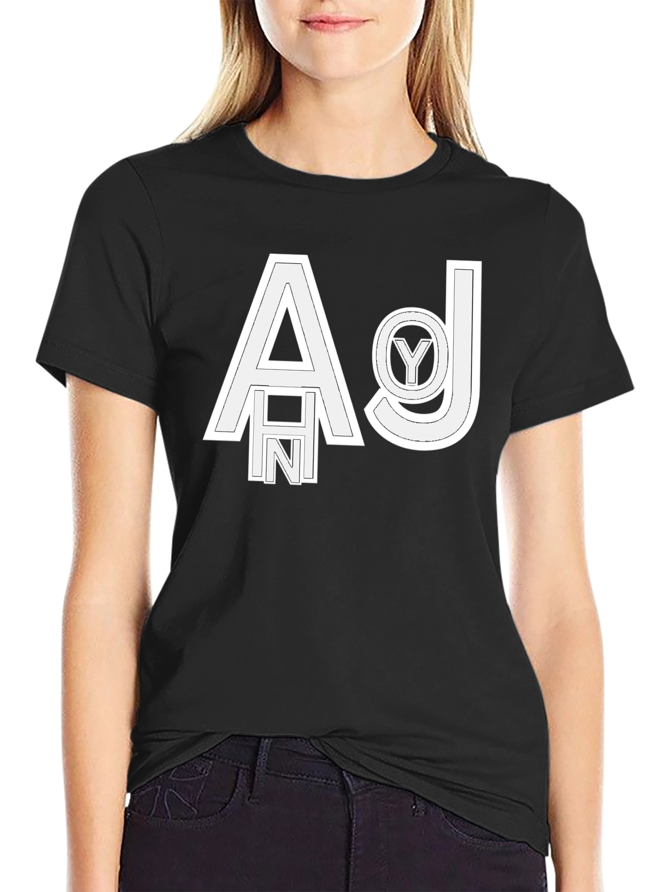 Abstract Letter Graphic Black T-Shirt