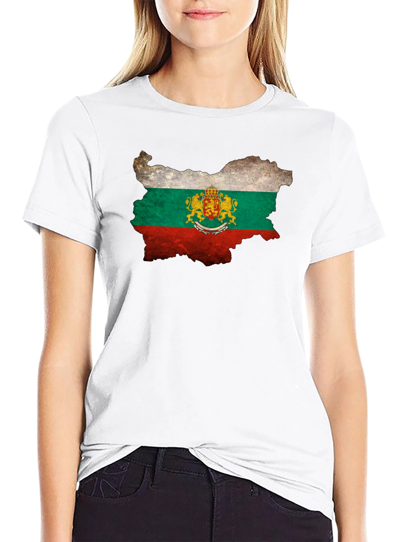 Bulgaria Flag Map T-Shirt - Black