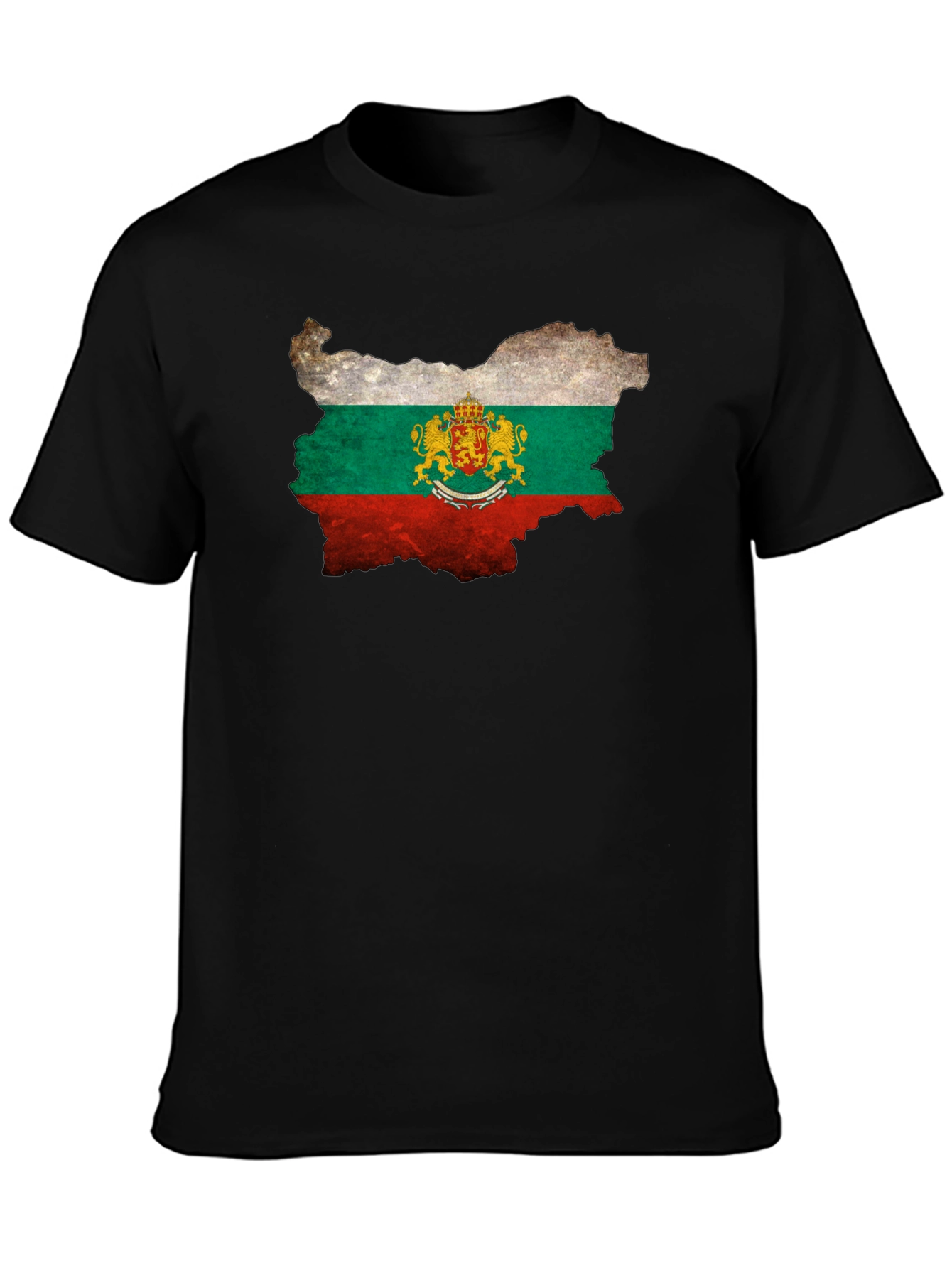 Bulgaria Flag Map T-Shirt - Black