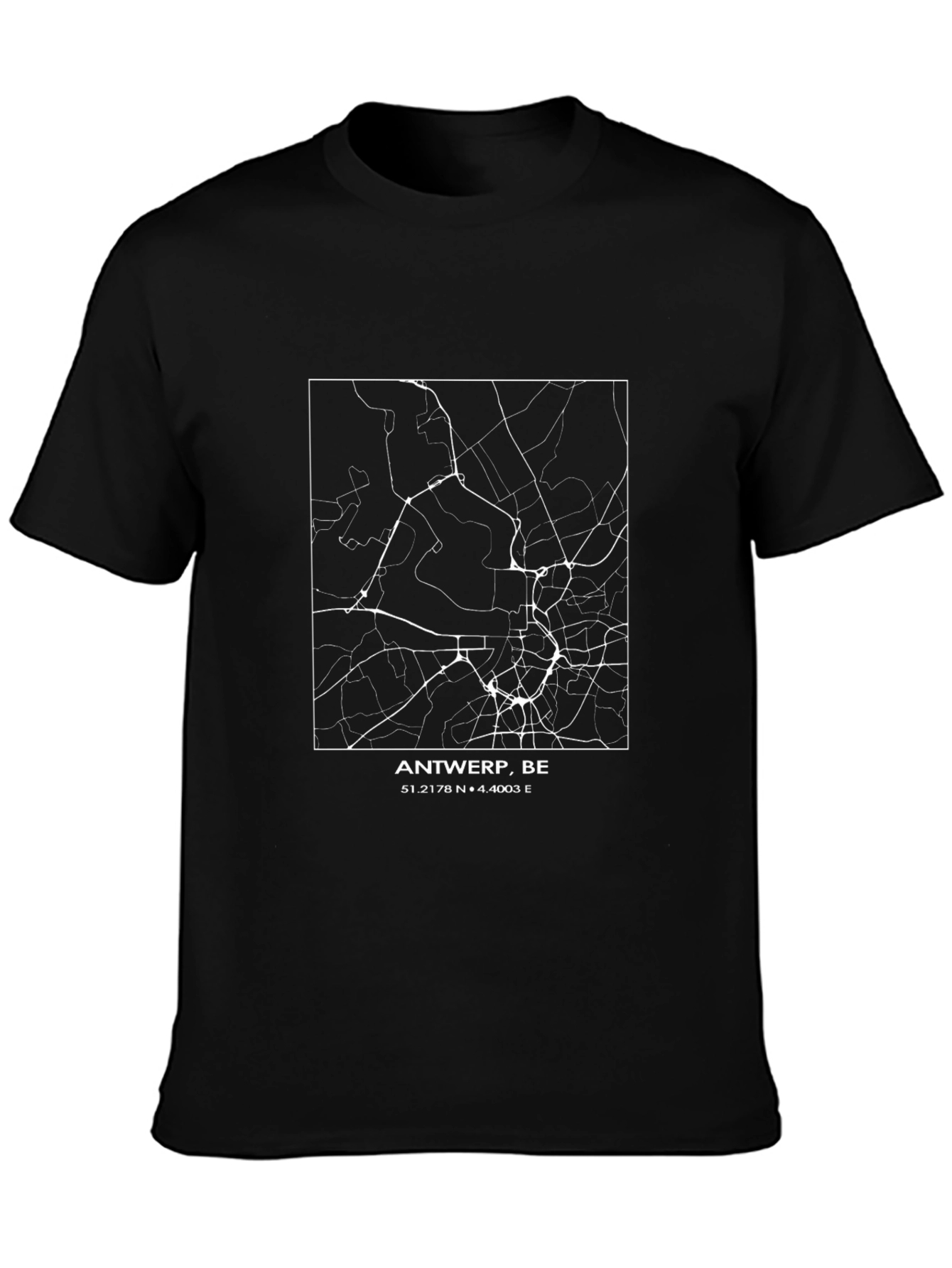 Antwerp BE Map T-Shirt - City Streets Graphic Tee