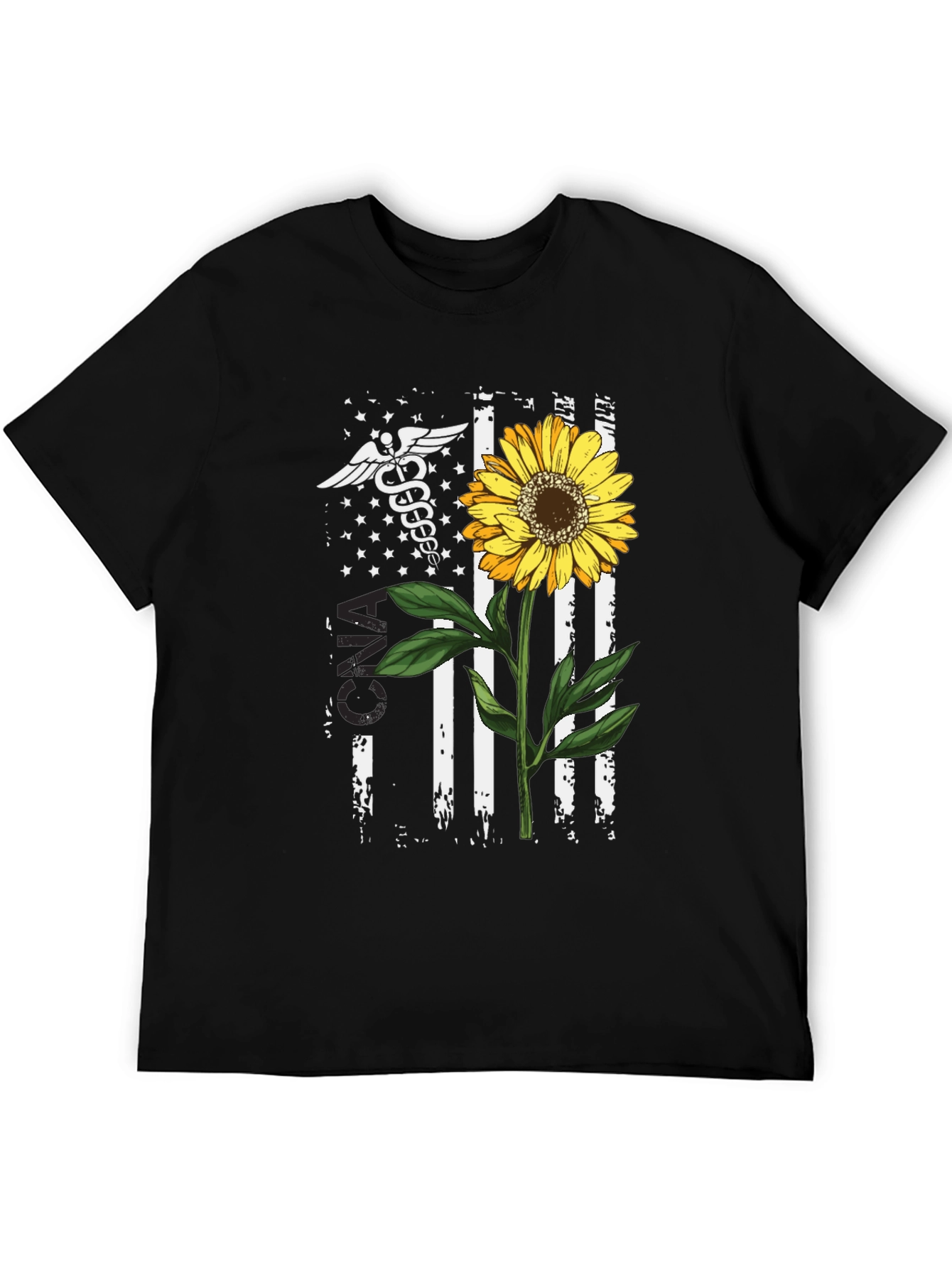 American Flag Sunflower Nurse T-Shirt