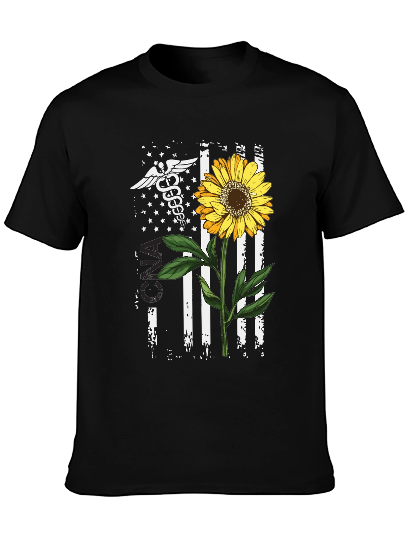 American Flag Sunflower Nurse T-Shirt