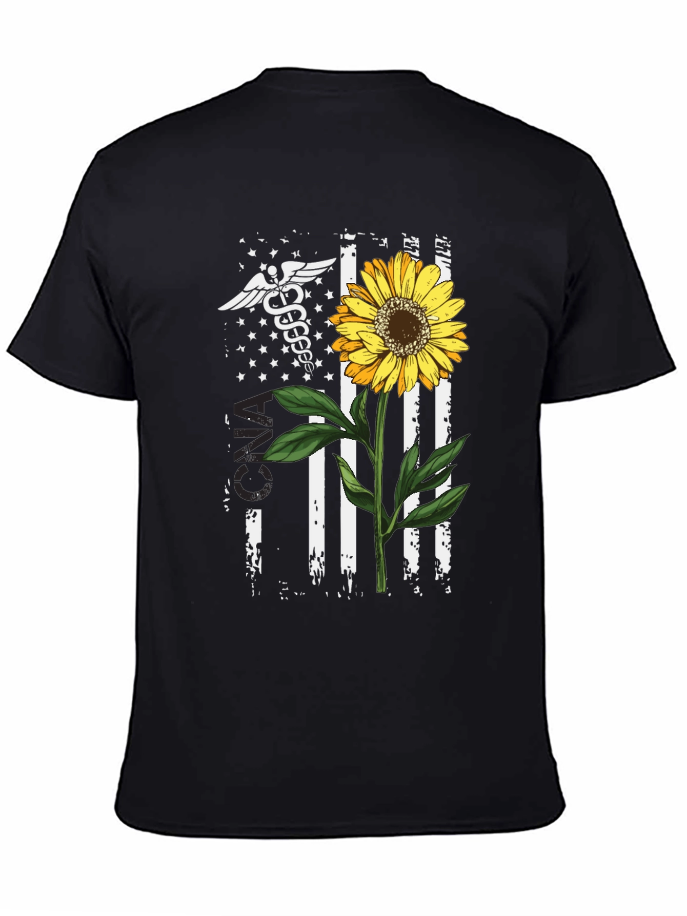 American Flag Sunflower Nurse T-Shirt
