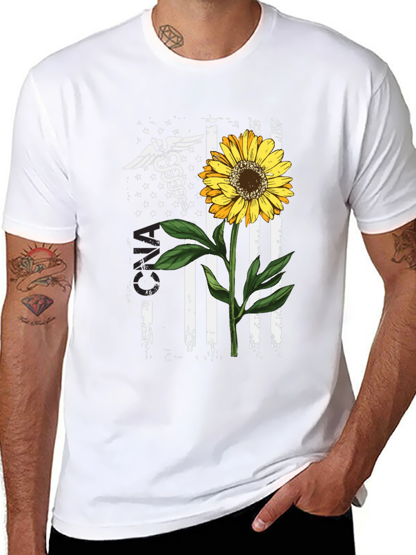 American Flag Sunflower Nurse T-Shirt