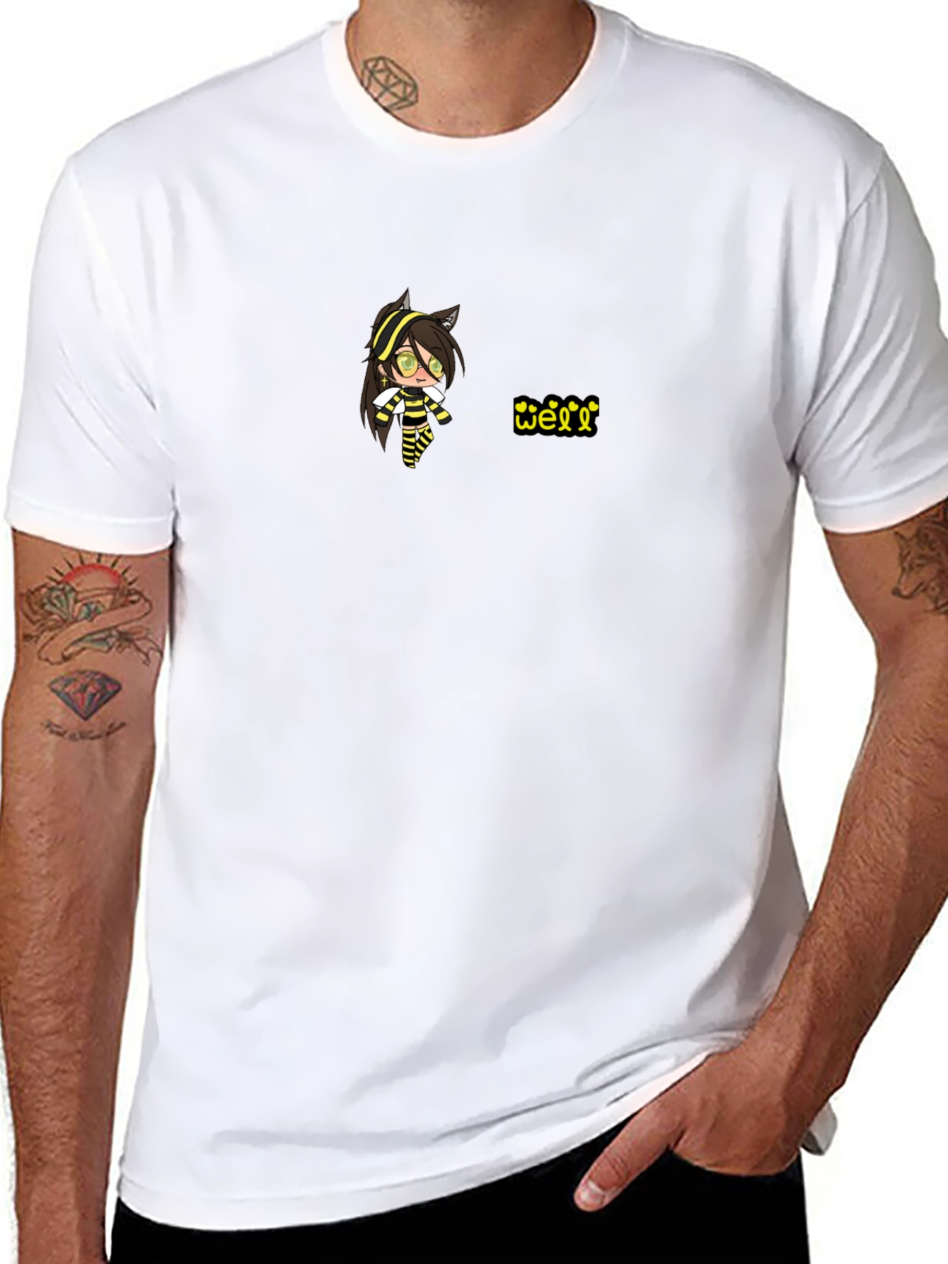Black T-Shirt with Animated Character Design