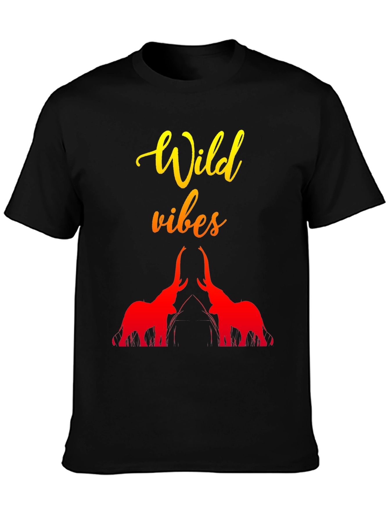 Wild Vibes Elephant Graphic Tee - Black