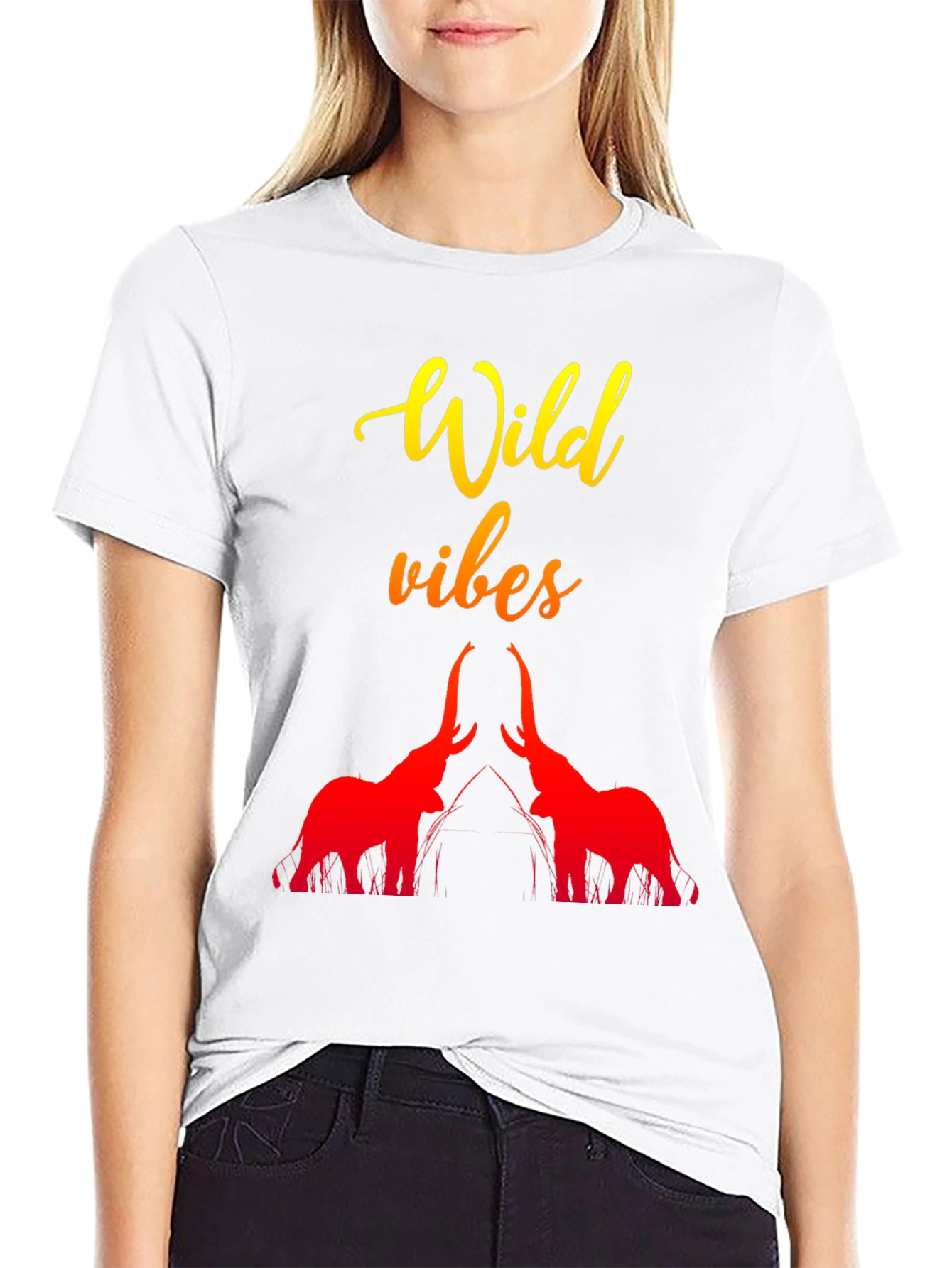 Wild Vibes Elephant Graphic Tee - Black