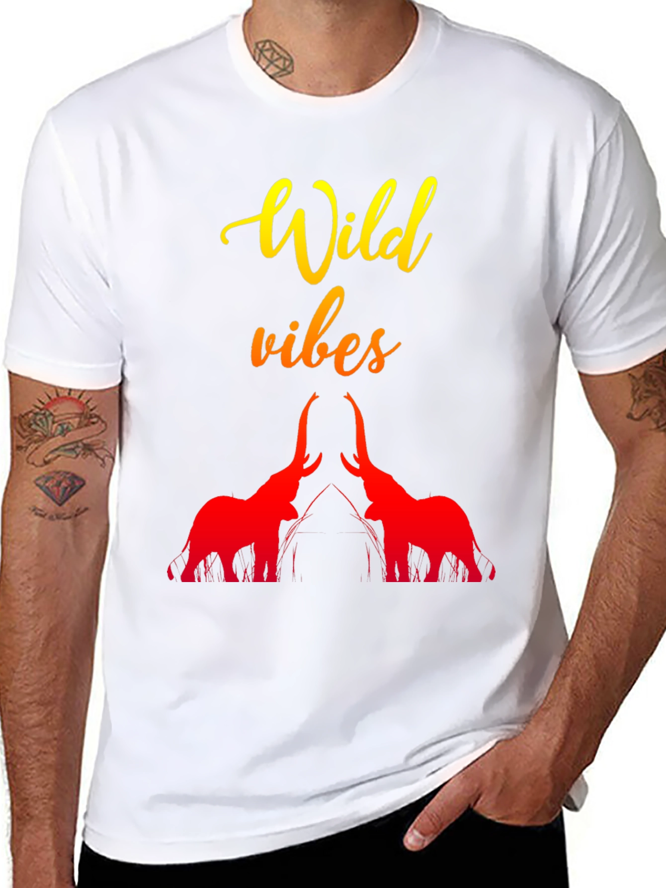 Wild Vibes Elephant Graphic Tee - Black