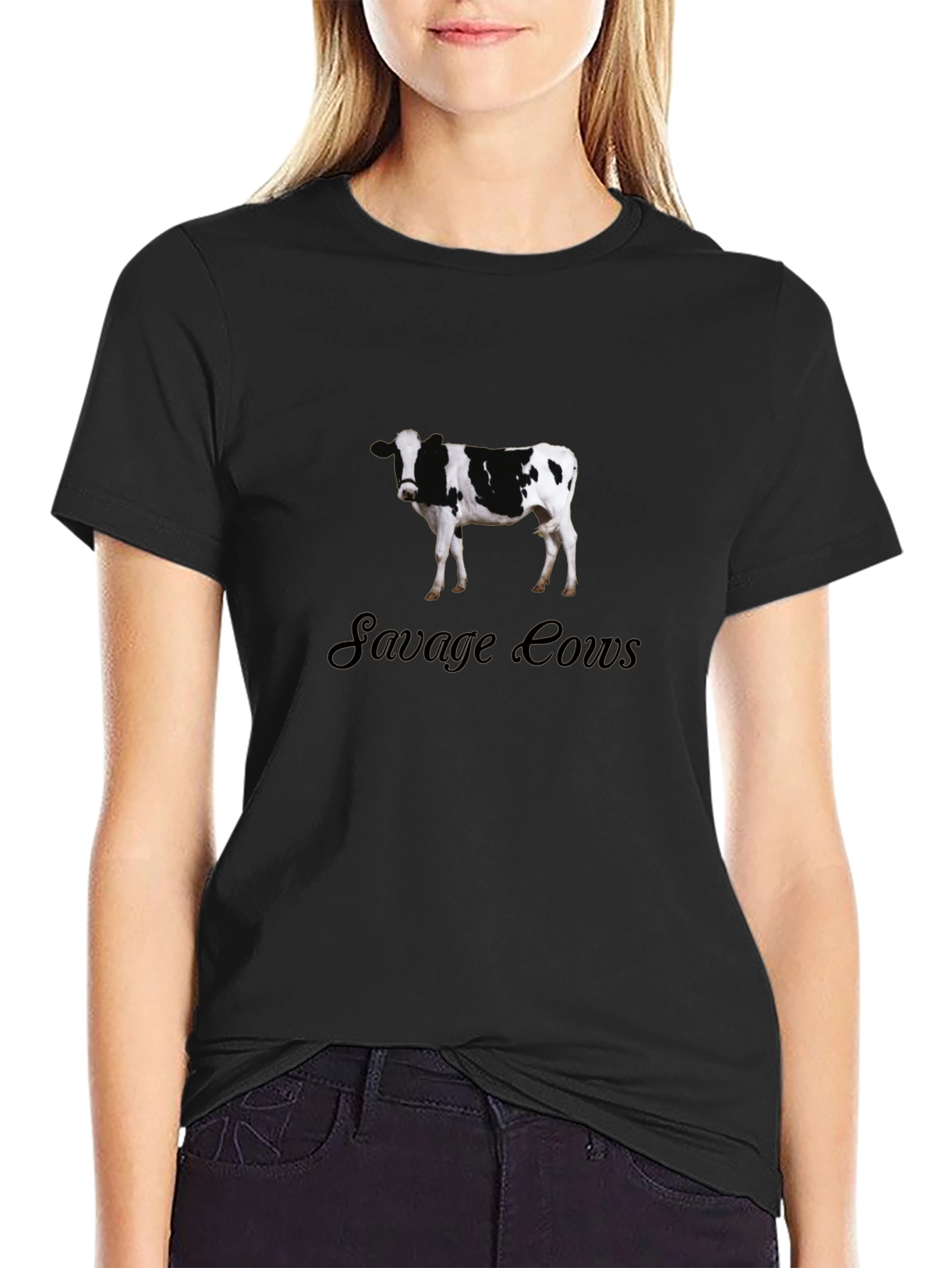 Savage Cows Graphic Black T-Shirt