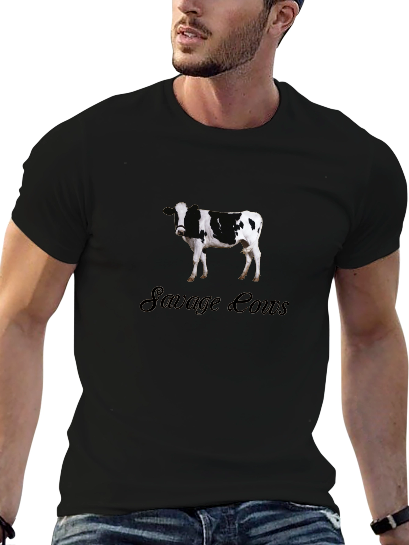 Savage Cows Graphic Black T-Shirt