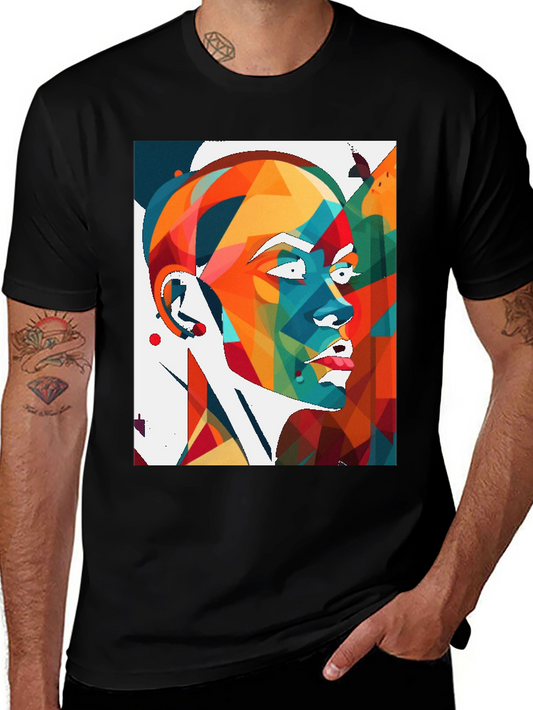 Abstract Geometric Woman Black T-Shirt