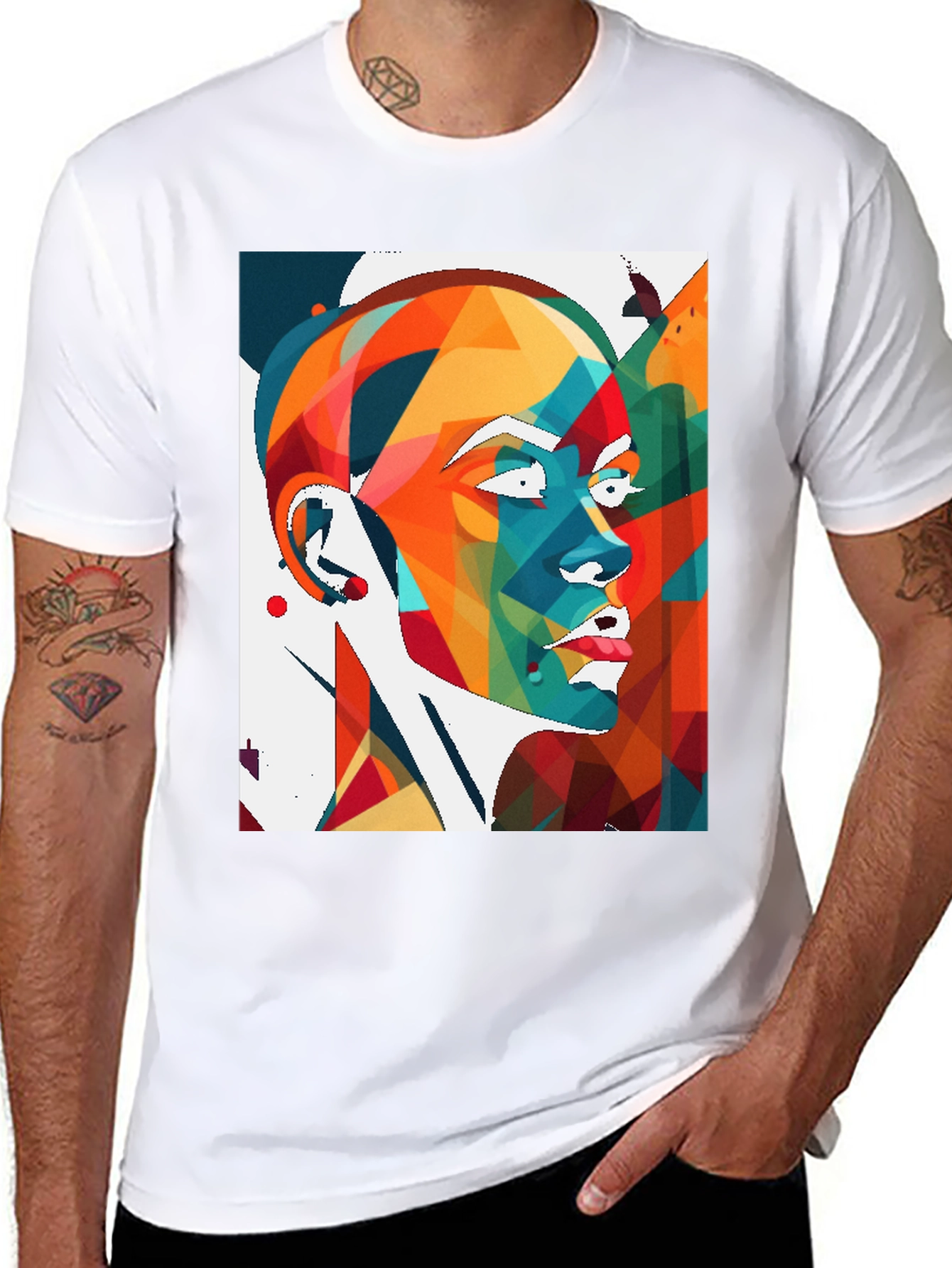 Abstract Geometric Woman Black T-Shirt