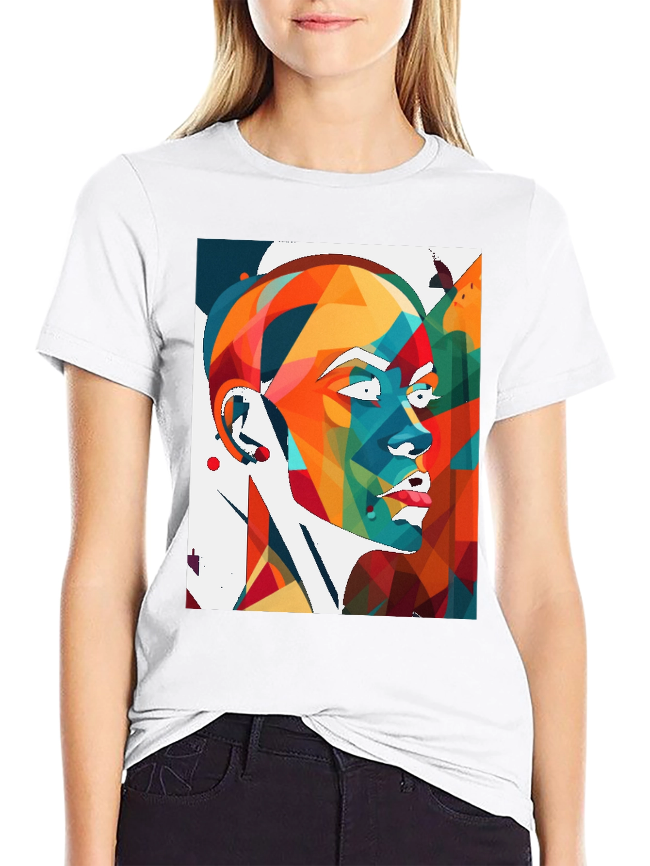 Abstract Geometric Woman Black T-Shirt